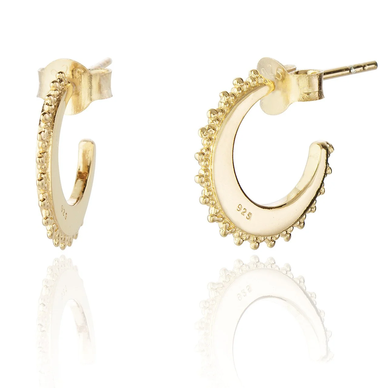 Saloma Boho Small Beaded Crescent Gold Hoop Earrings
