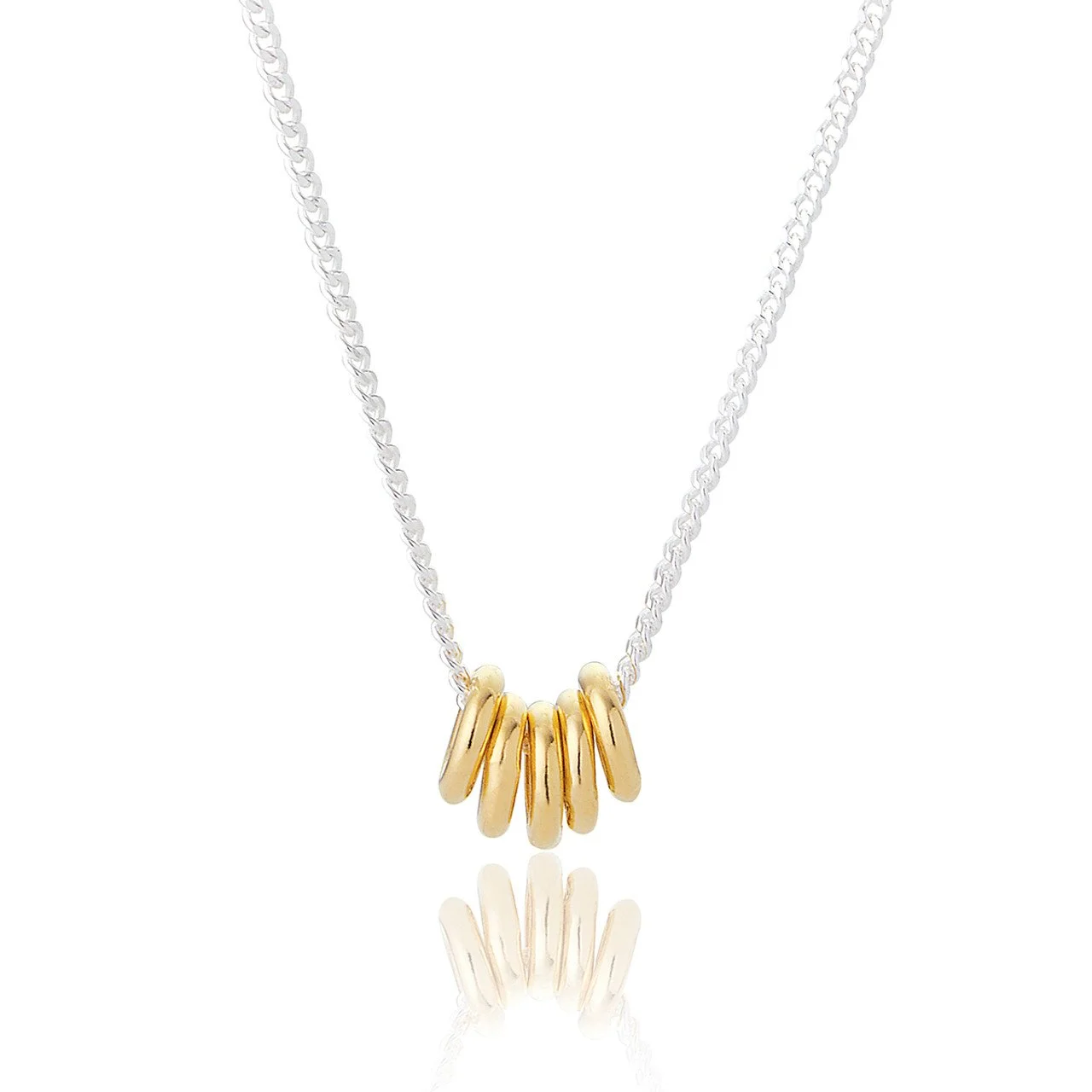 Sweetie 5 Rings Necklace - Gold and Sterling Silver