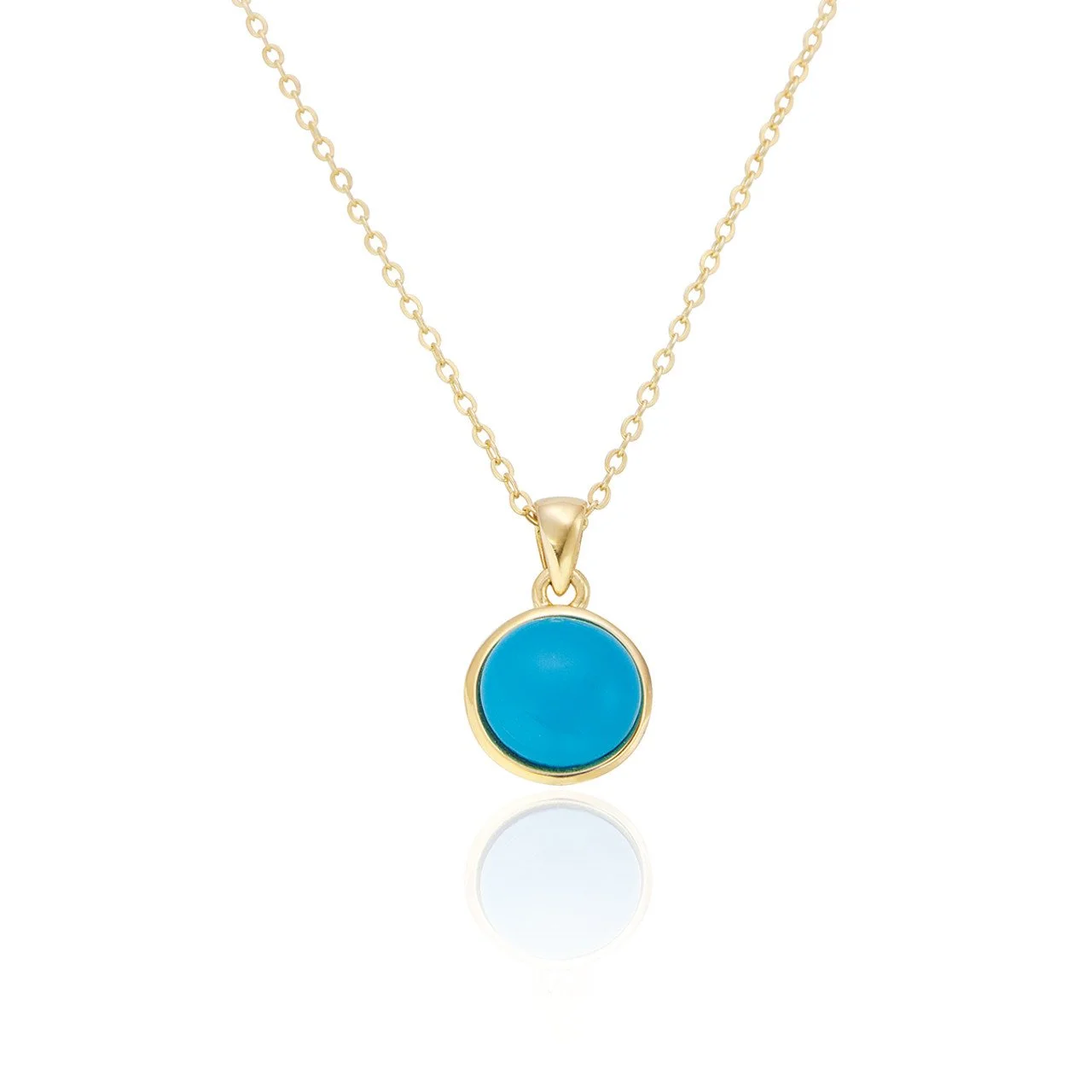 Jemi Turquoise Gold - Round Pendant & Chain