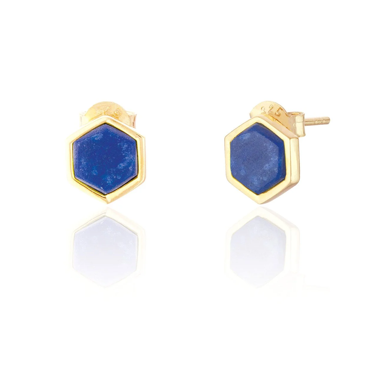 Liga Hexagon Lapis Stud Earrings - Gold 2.jpg