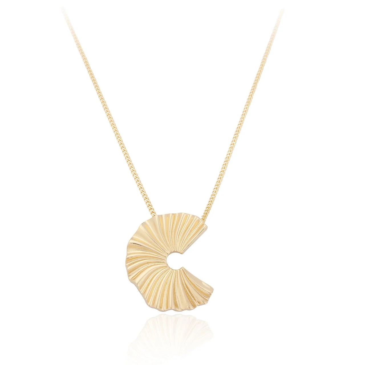 Amari Fan Swirl - Gold Pendant Necklace