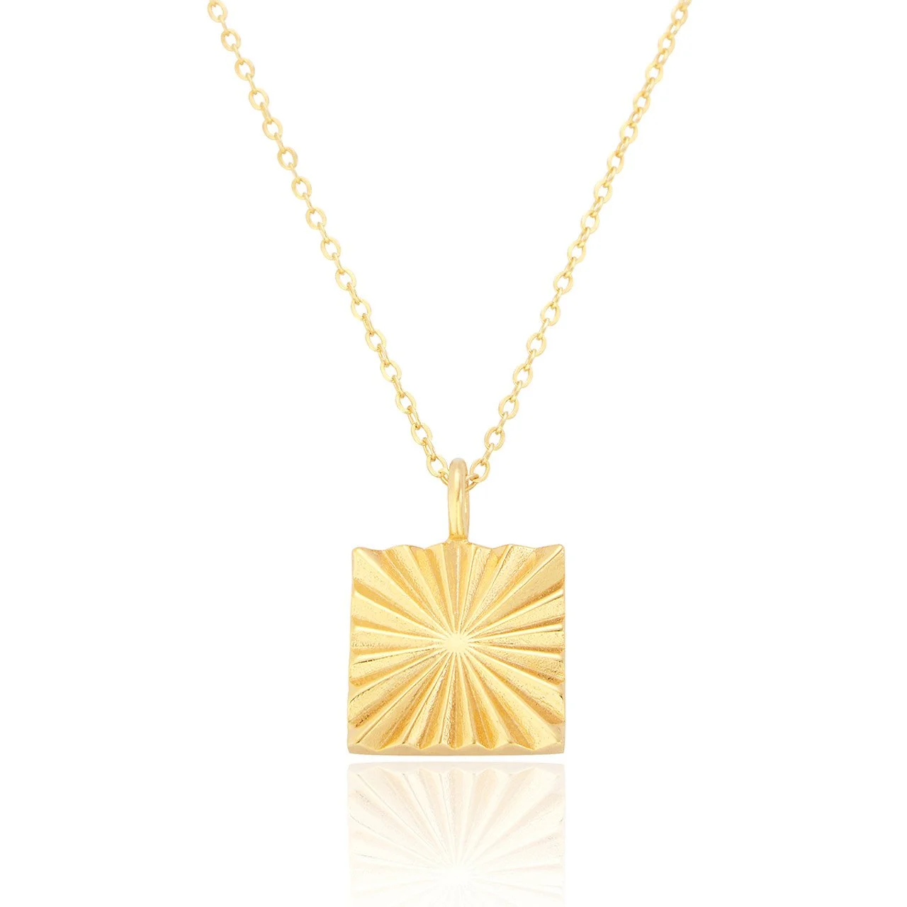 Mari Sunburst Square - Gold Pendant Necklace
