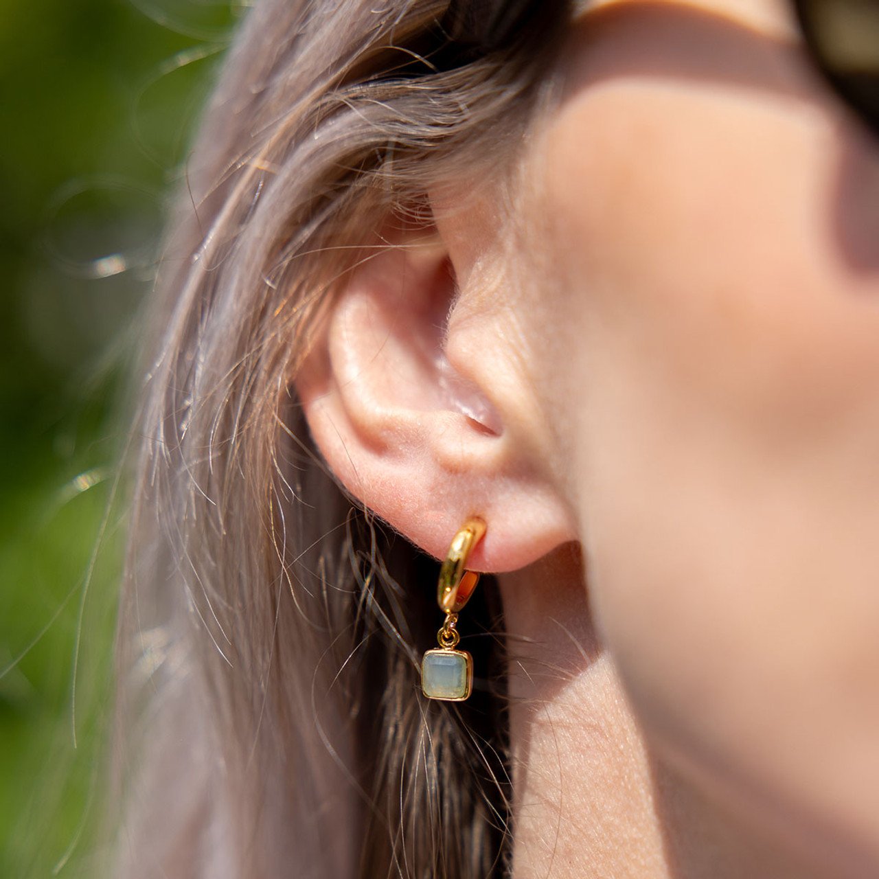 Liga Square Seafoam Chalcedony Hoop Earrings - Gold.jpg