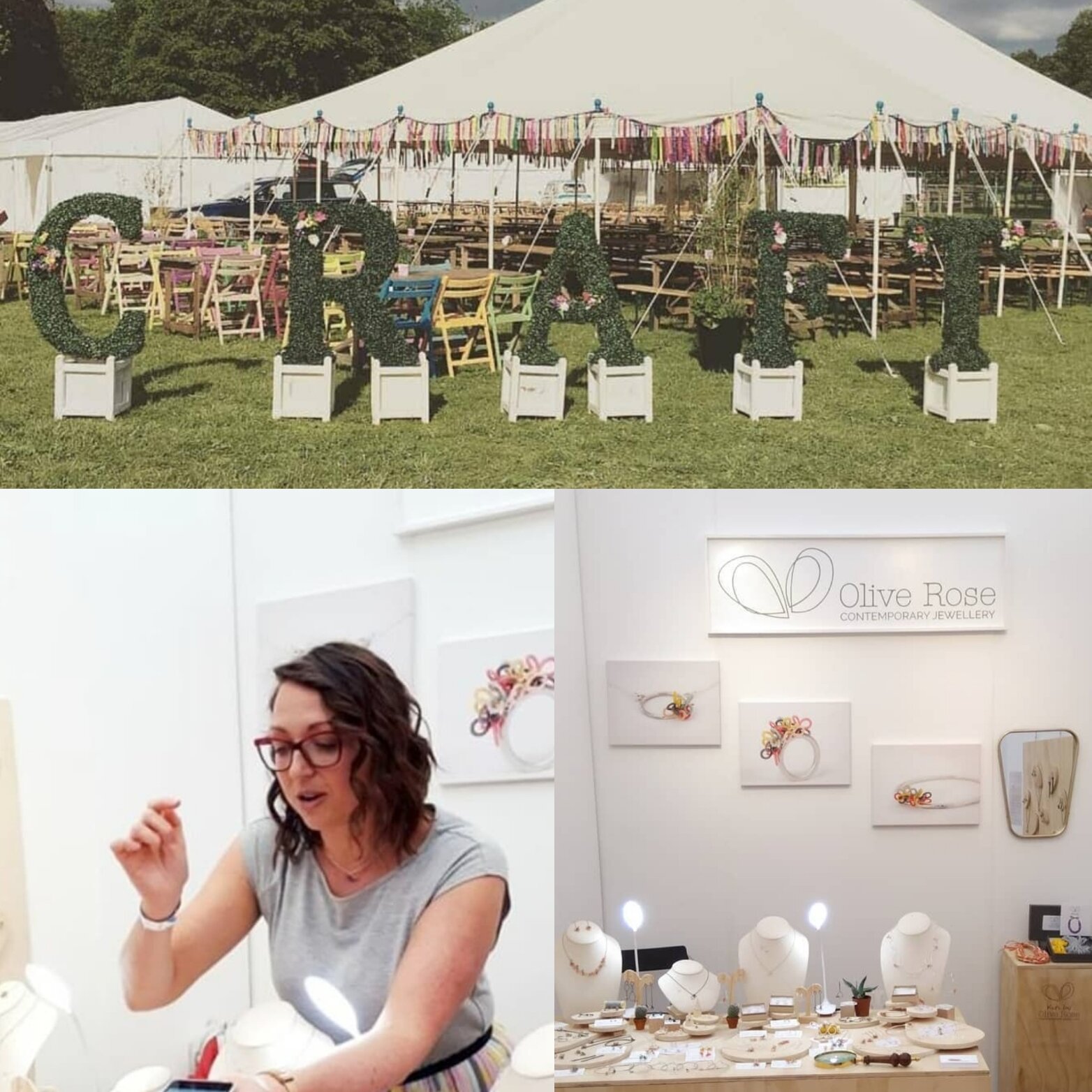 Emma Trott exhibiting Olive Rose jewellery at Craft Festival Bovey Tracey