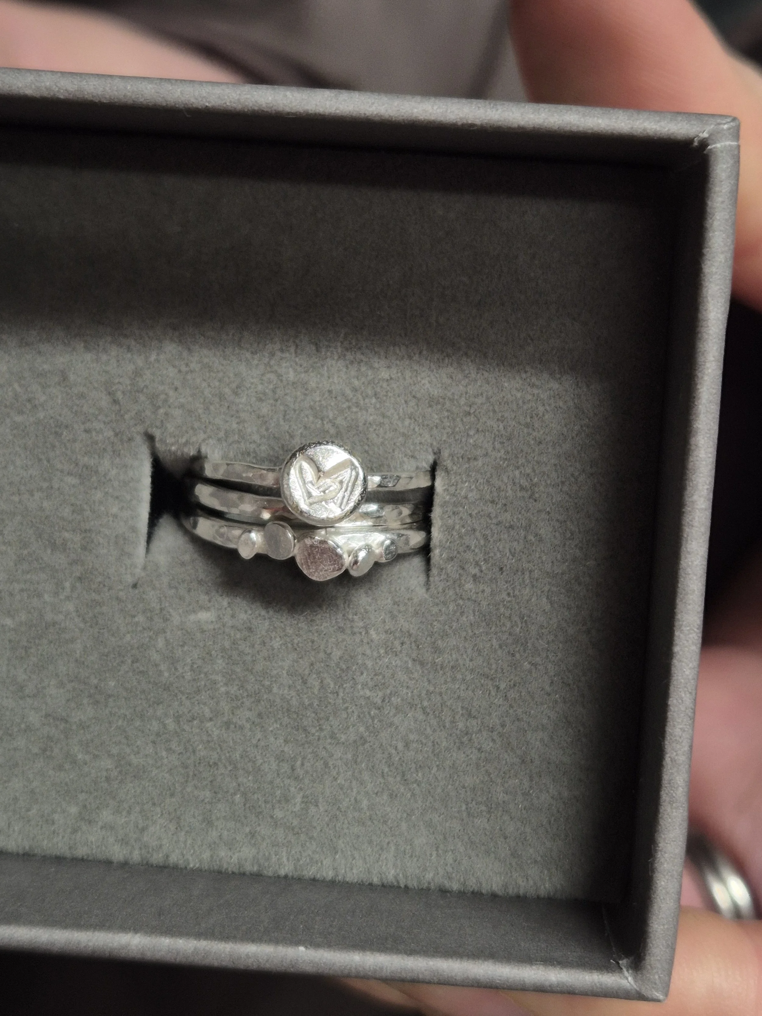 Three silver stacking ring workshop- beginer