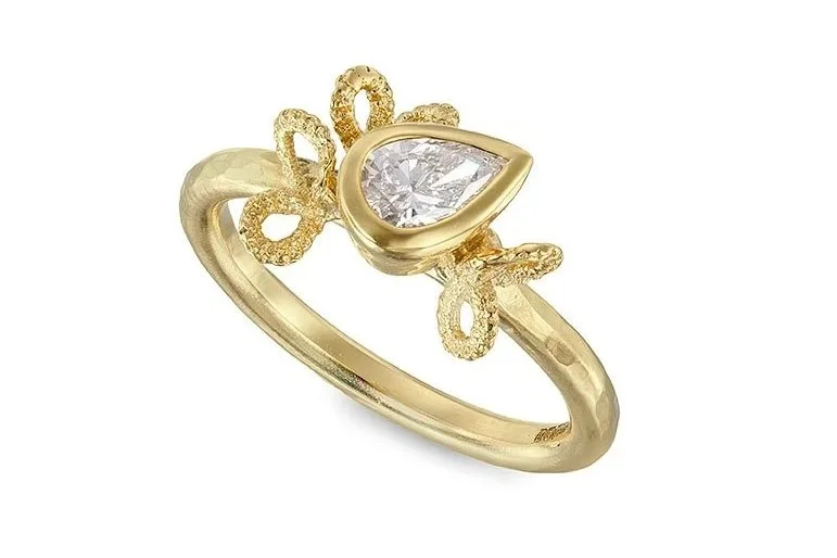 Contemporary gold ring with gemstone by independent British jeweller Olive Rose