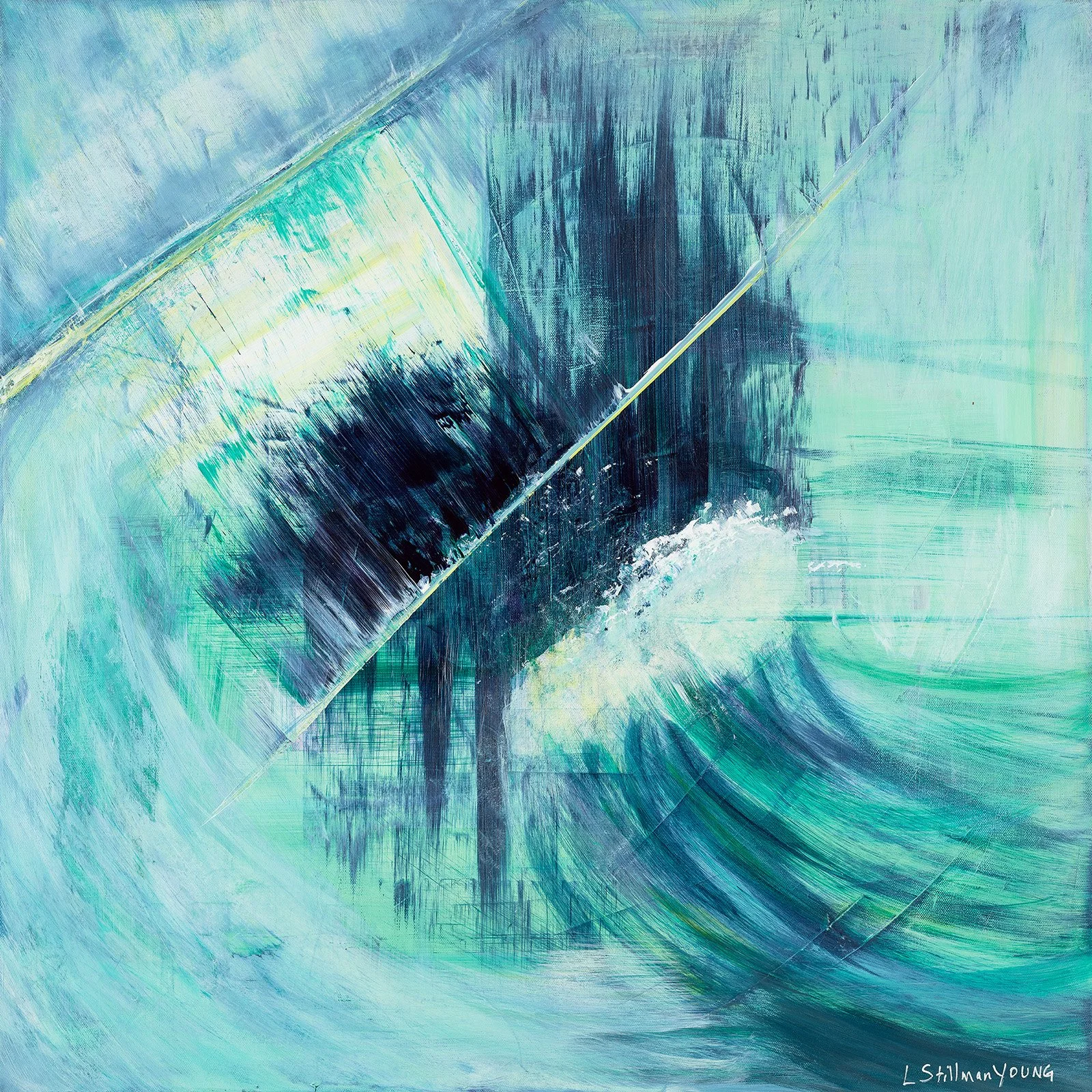 Surf,
Mixed Media Acrylic on Canvas,
30"H x 30"W x 1.5"D, FRAMED 