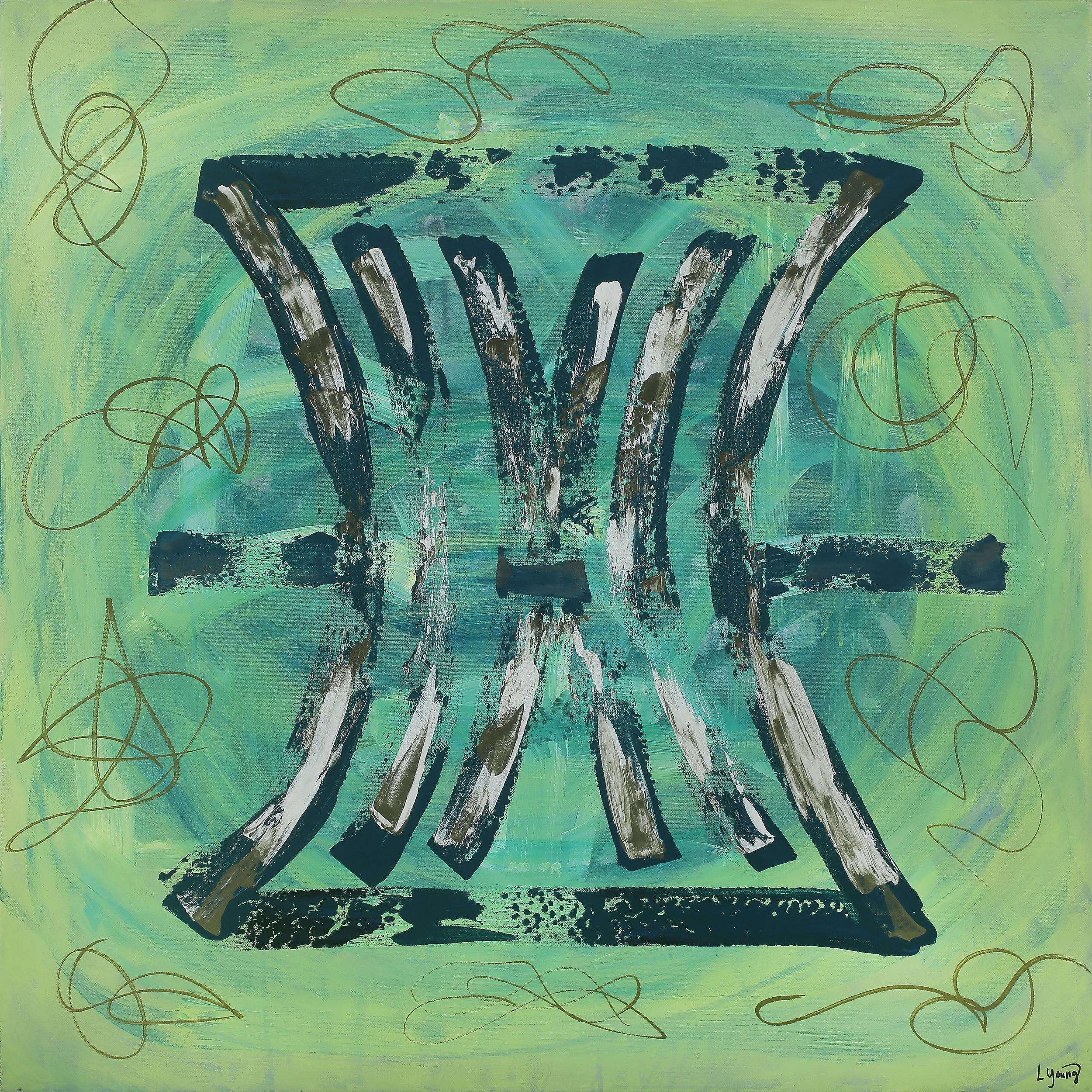 Cinch,
Acrylic on Canvas,
30"H x 30"W x 1.5"D