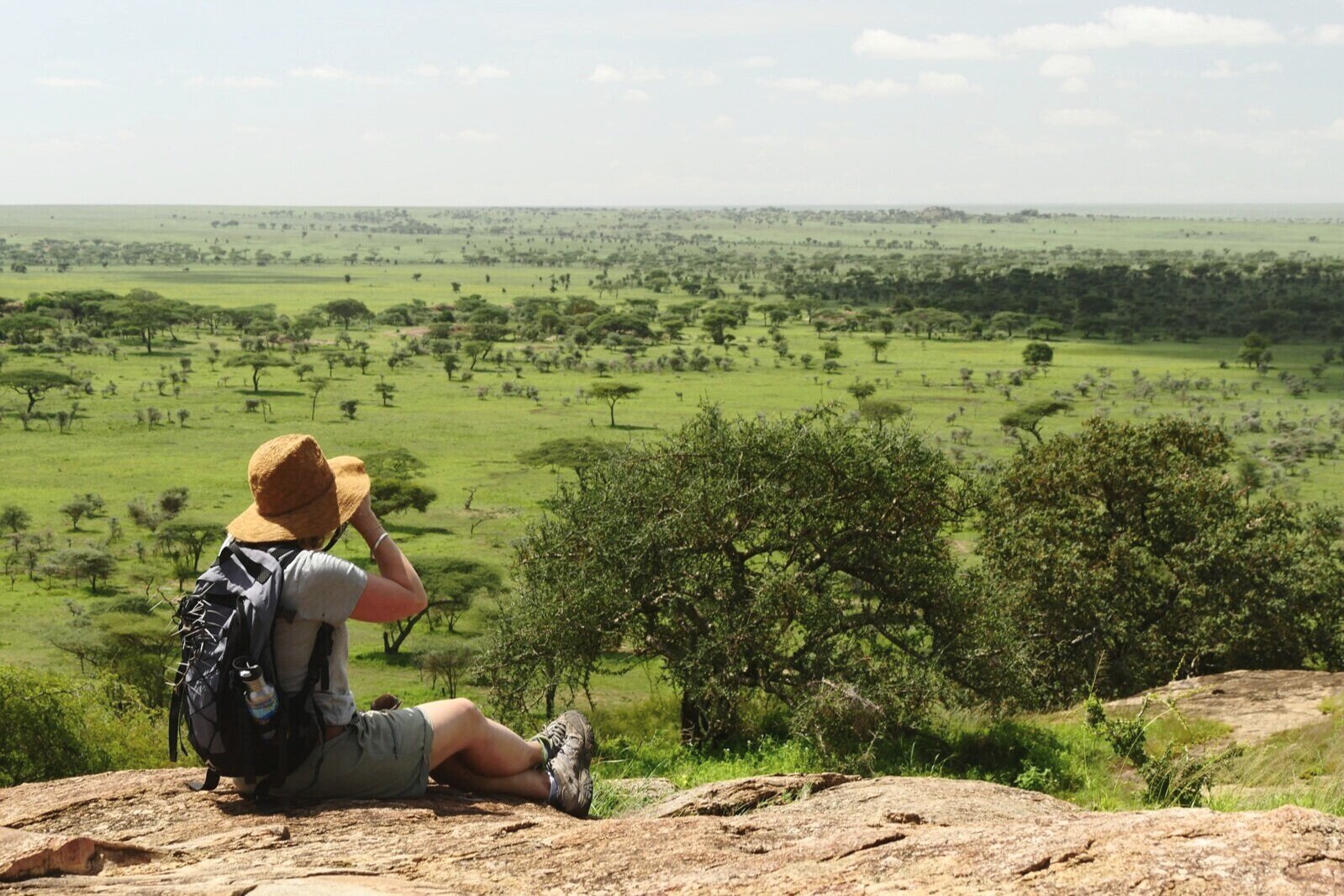 Gåsafari i Serengeti i Tanzania med utsikt over vidstrakte savannelandskap.