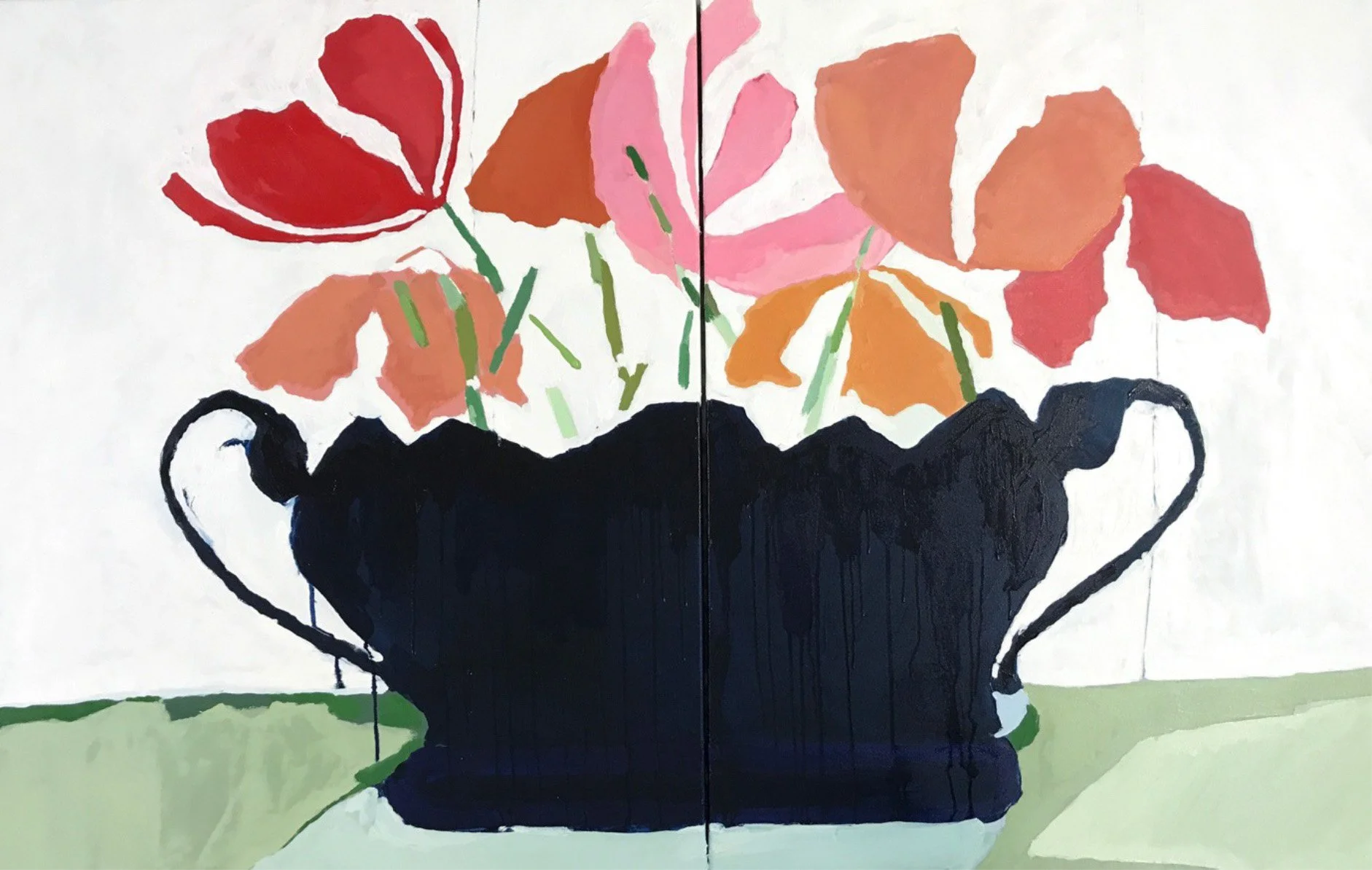Blue Vase, Oil on Canvas (Diptych)