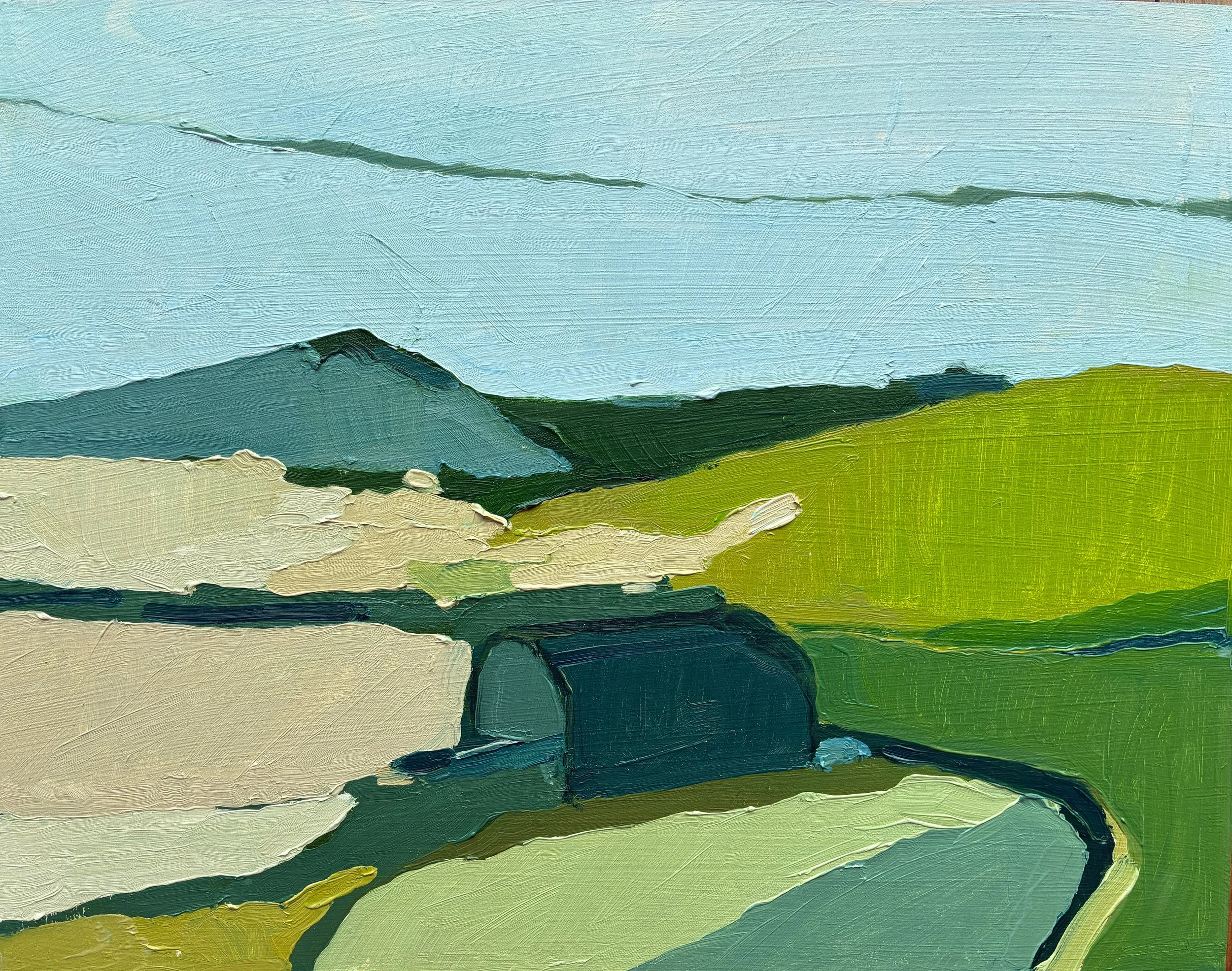 Old Barn, oil on board