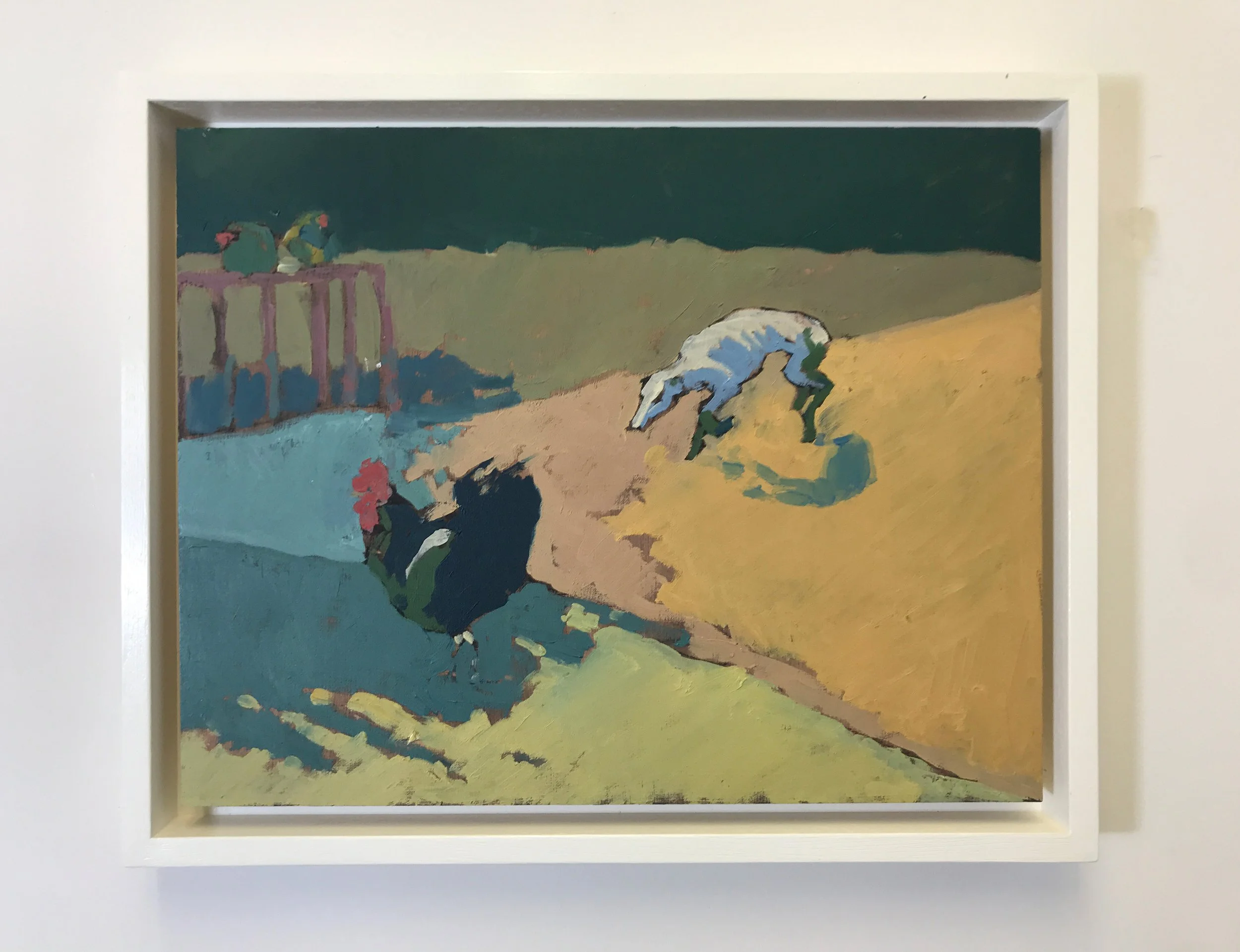 Chasing chickens, framed.jpg