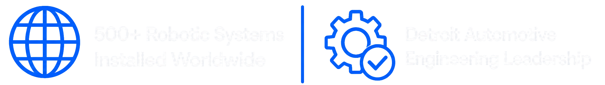 Detroit automotive engineering leadership banner highlighting 500 plus robotic automation systems installed worldwide for OEM and Tier 1 automotive manufacturing.