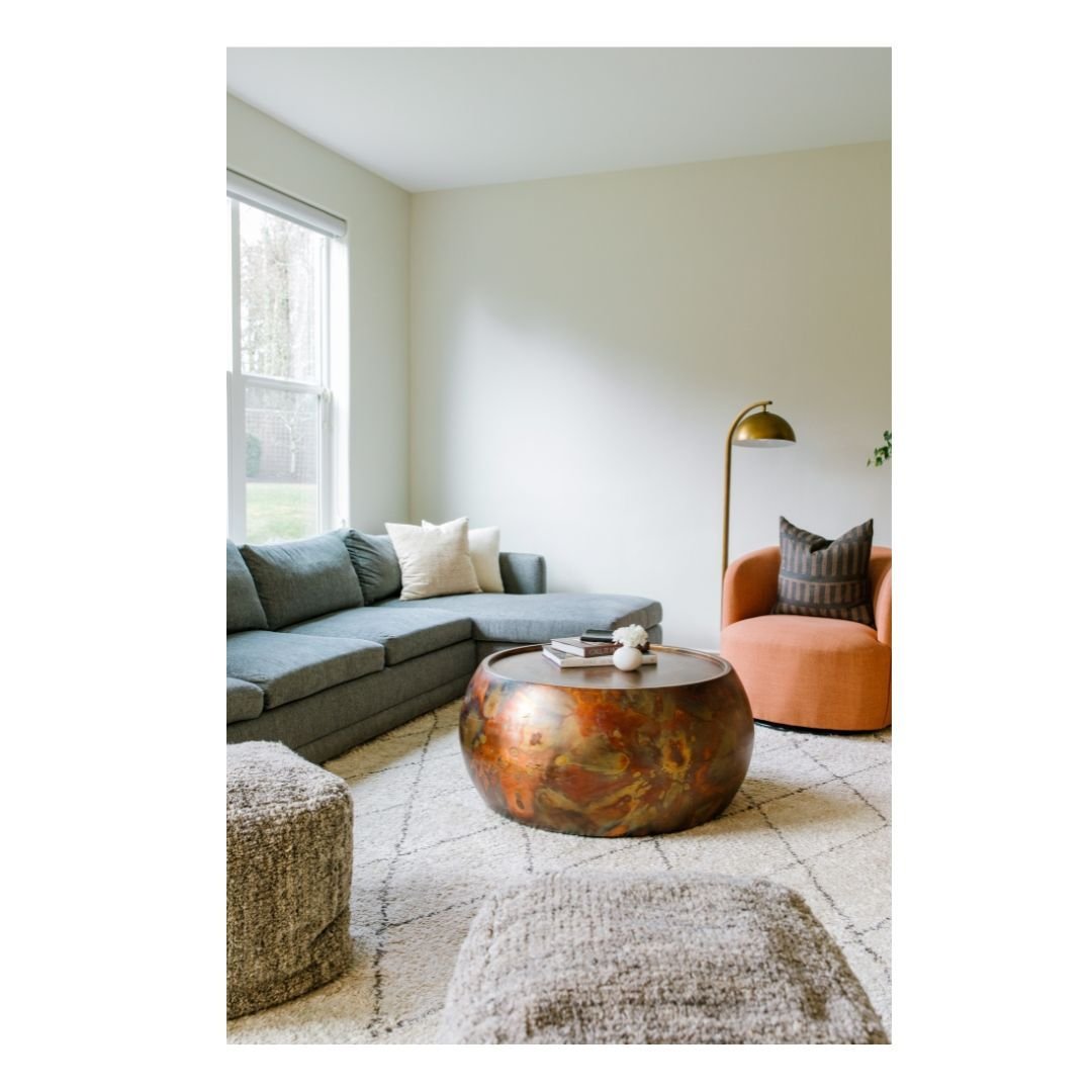 Harmonious tones in the family room of our Hilltop project.  A playful modern family home that we designed to have a consistent yet creative palette with rich layers of texture and color to uniquely define each space. 

#interiordesign #familyroom #t