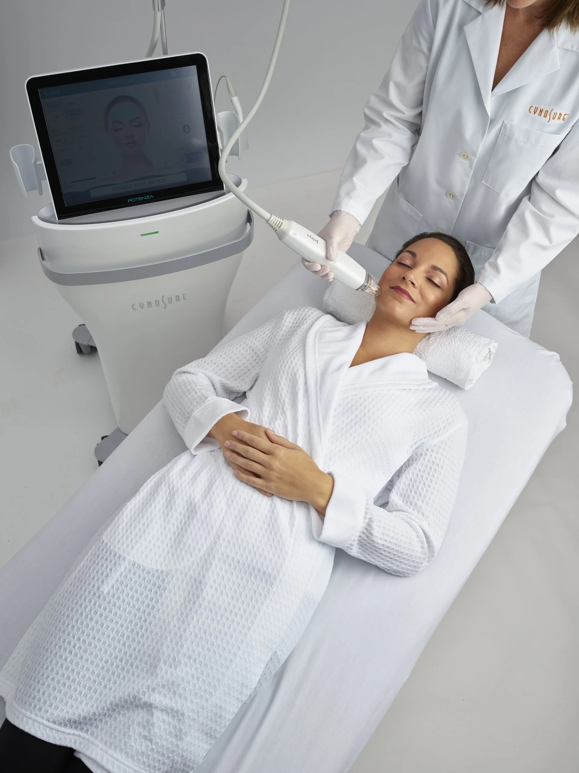 Provider performing Potenza RF microneedling treatment on a patient at Pure Beauty Clinic in Ottawa