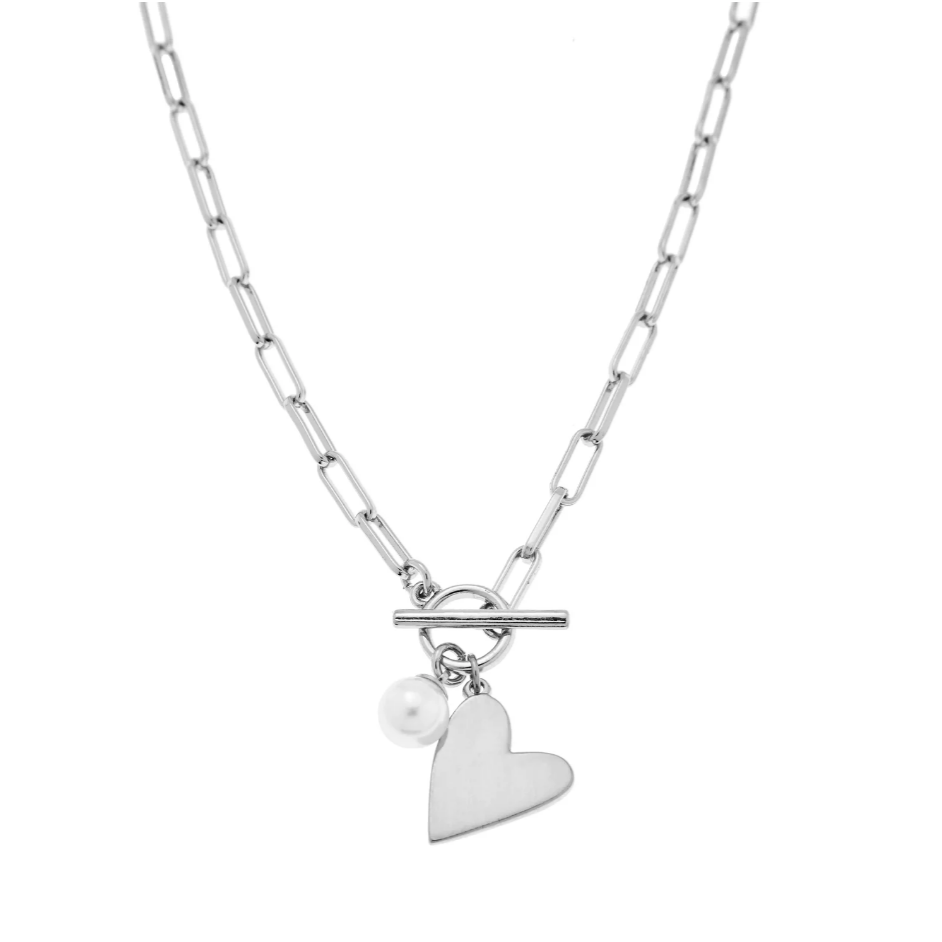 Gold + Silver Heart Necklace