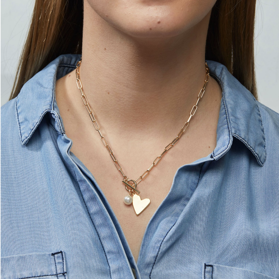 Gold + Silver Heart Necklace