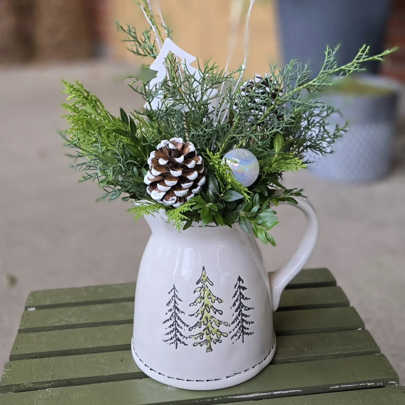 Pitcher Evergreen Arrangement
