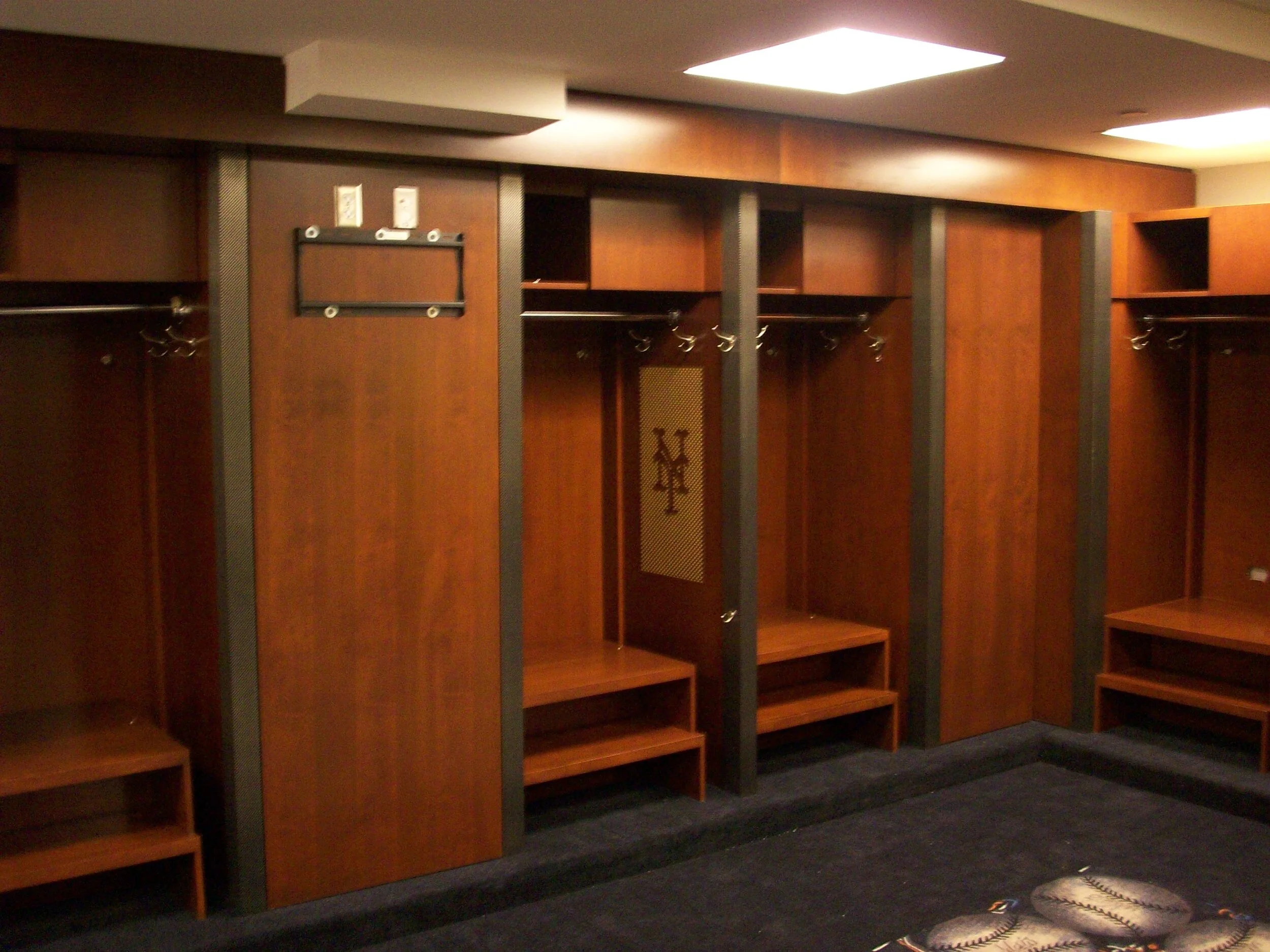 Changing rooms with inset wooden lockers