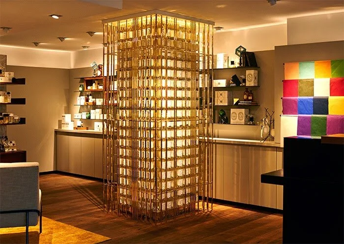 Beautiful metallic display case for candles