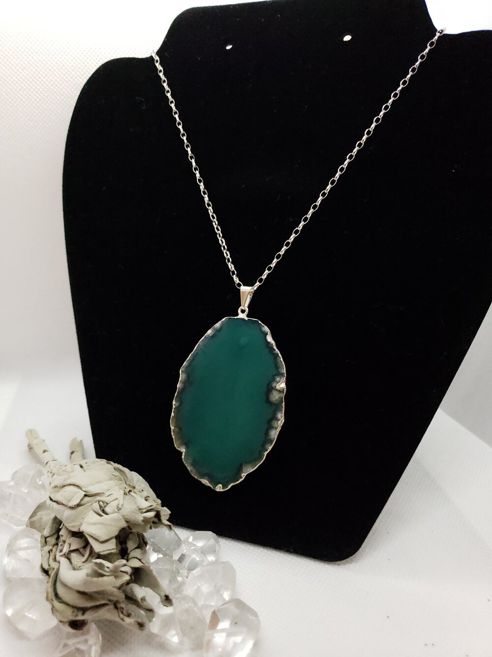 Green Agate Slice Necklace