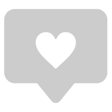 Social media comment icon with a heart inside.