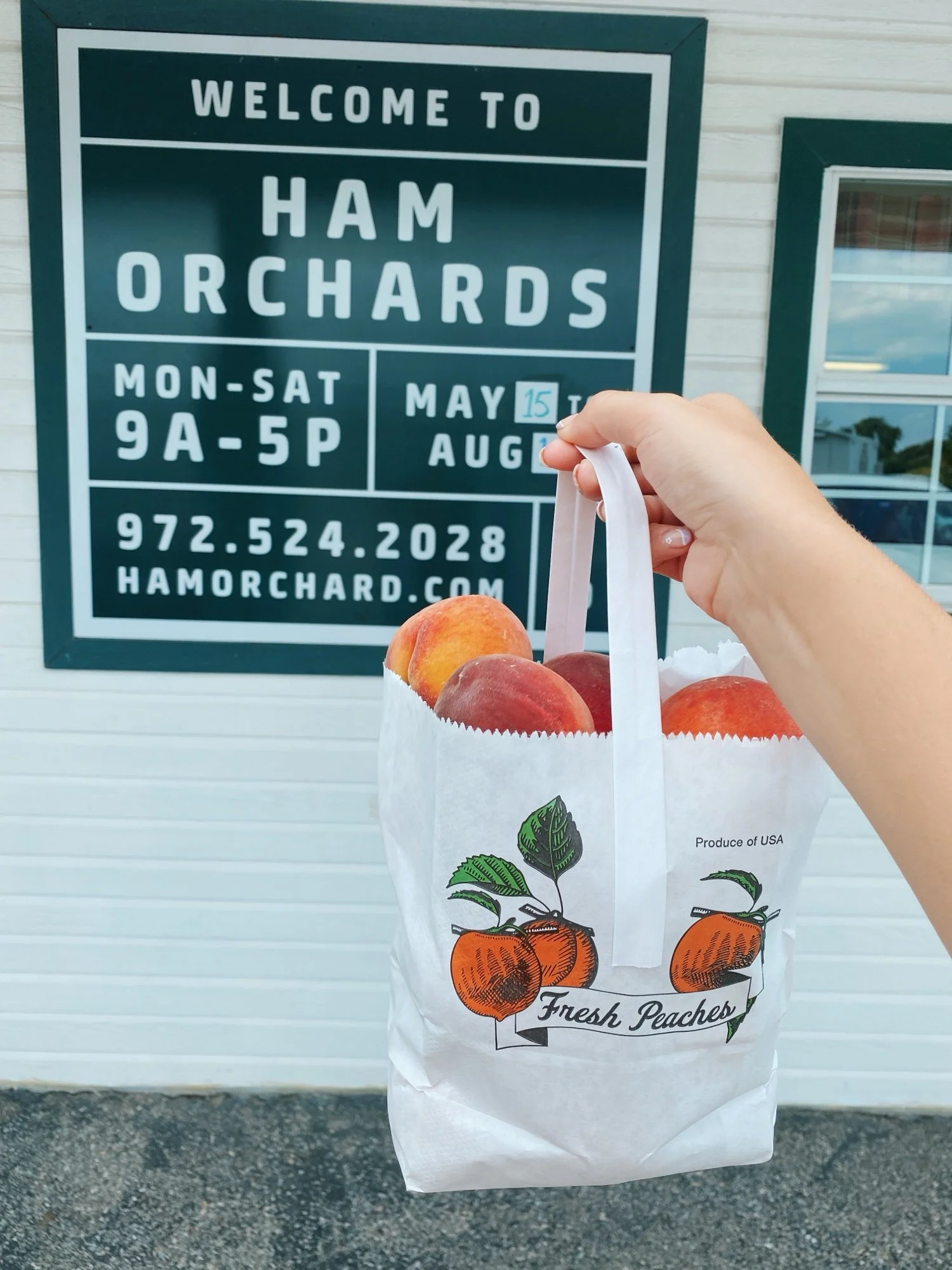 Peaches at Ham Orchards, a stop in the Dallas Day Trips Guide