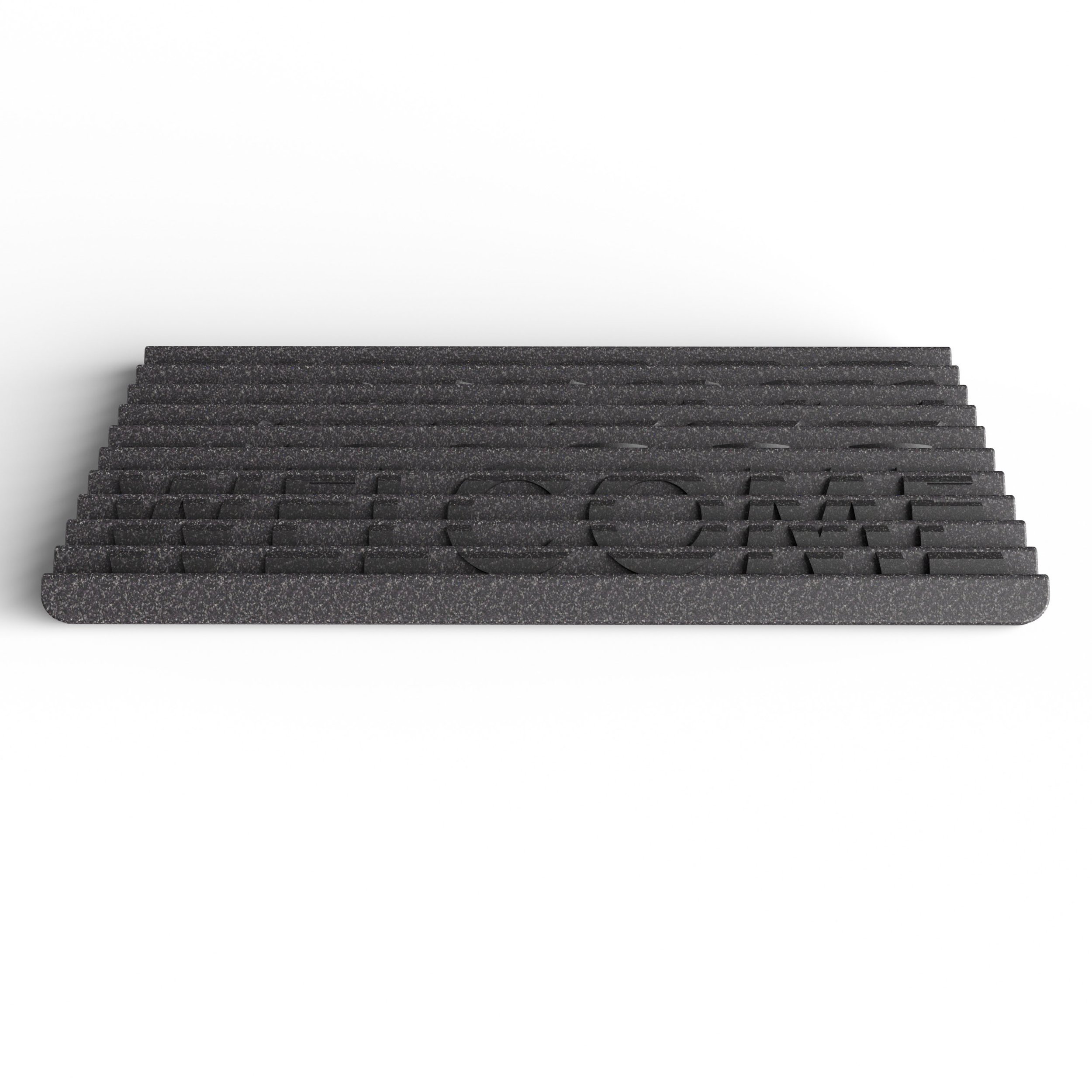 Welcome Goodbye doormat recycled tire rubber product design by DesignOther New York