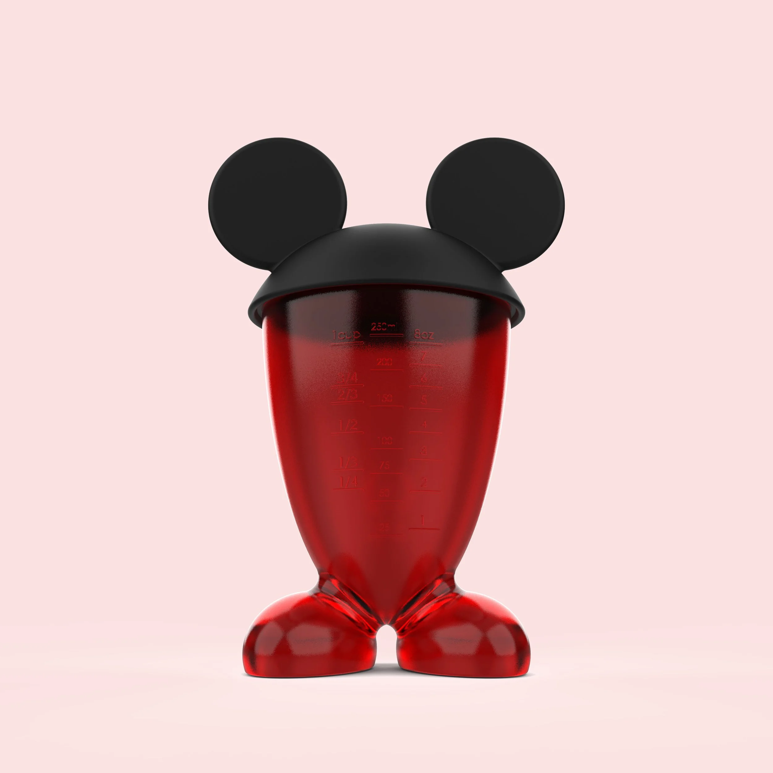 Injection molded measuring cup with silicone lid