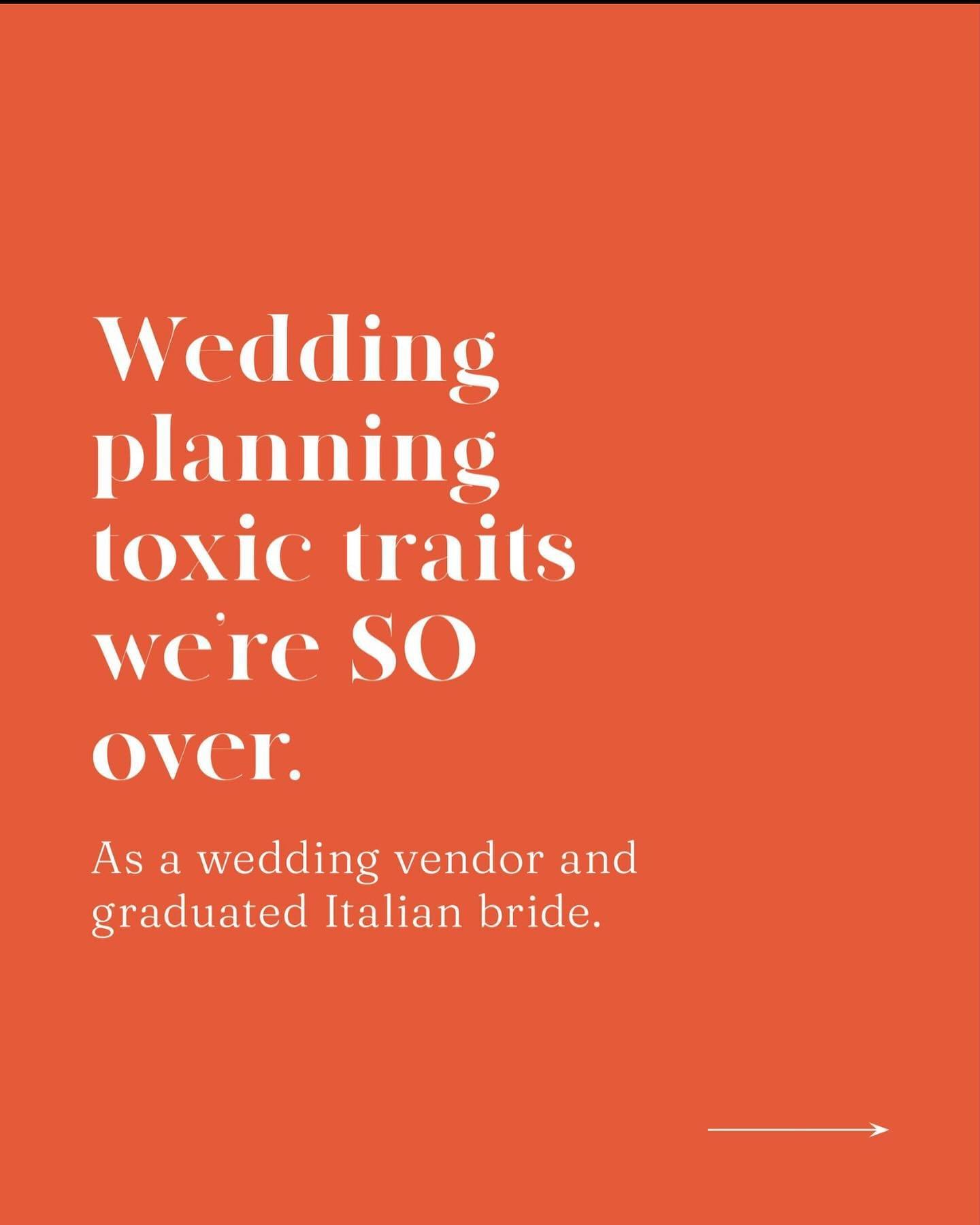 Can we talk about this...🫣

Wedding planning and the wedding industry as a whole have some toxic traits that need to stop. 

From brides feeling pressure to lose weight before the wedding to vendors lacking accountability ~ we've gone in on all the 