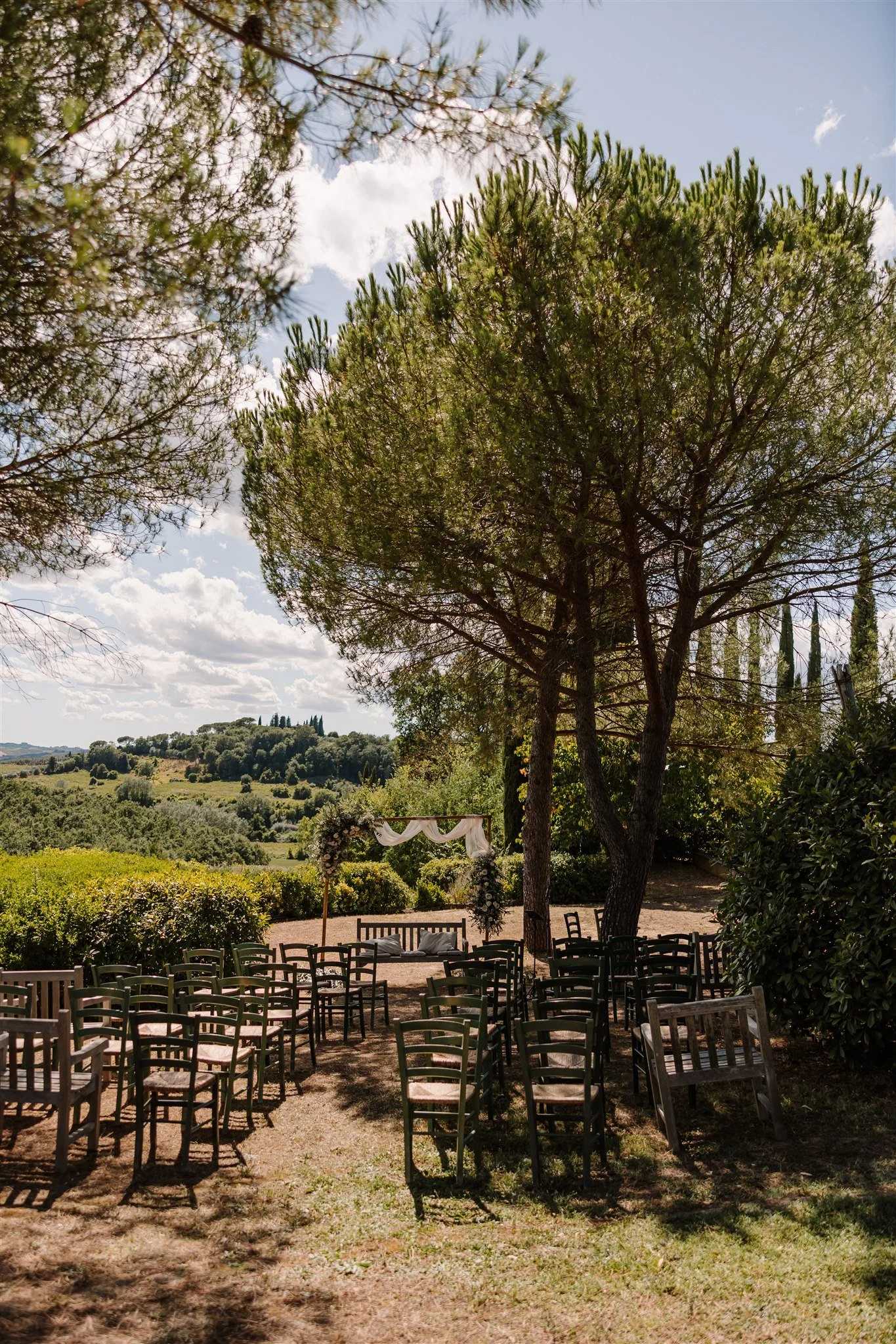 Wedding ceremony setup at Il Grand Prato, venue in Tuscany