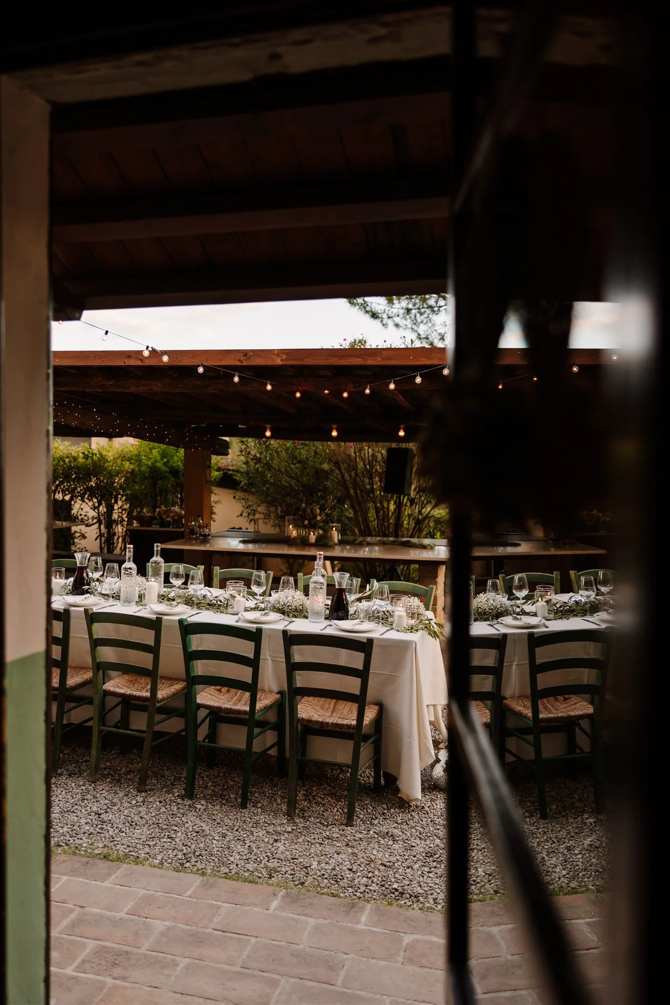 Long tables at Il Grand Prato, Italian wedding venue