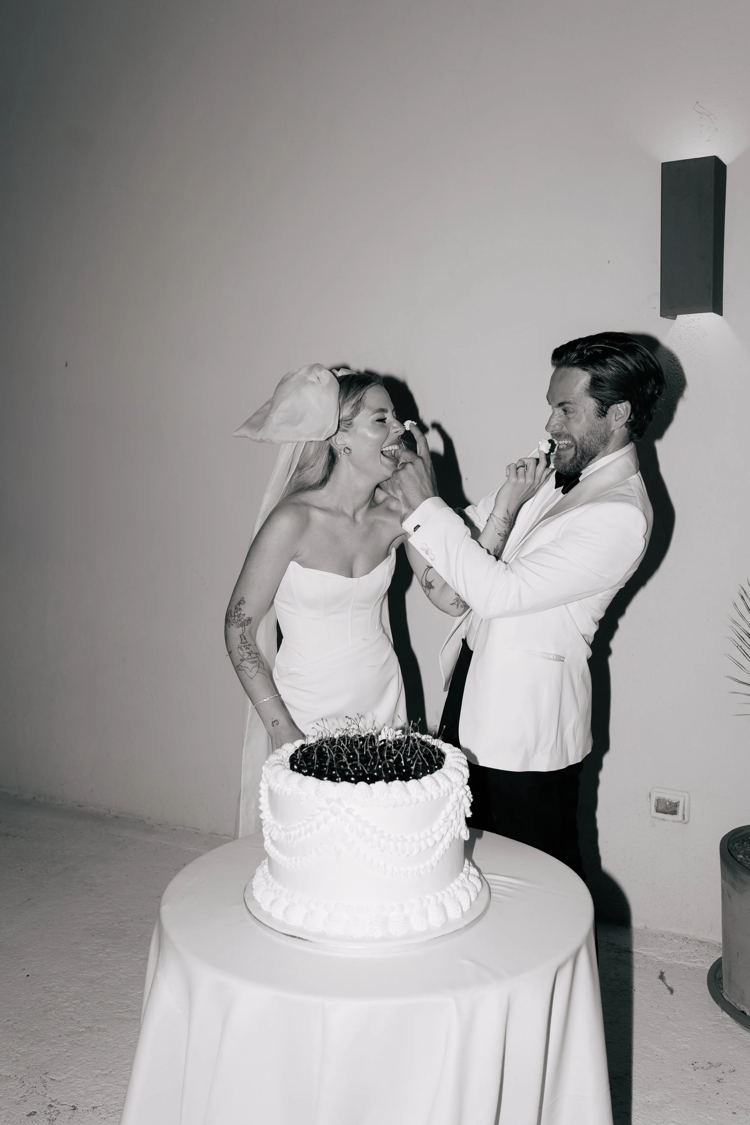 Modern cherry wedding cake,