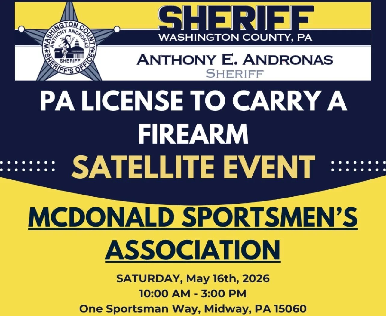 PA License to Carry a Firearm - Satellite Event
