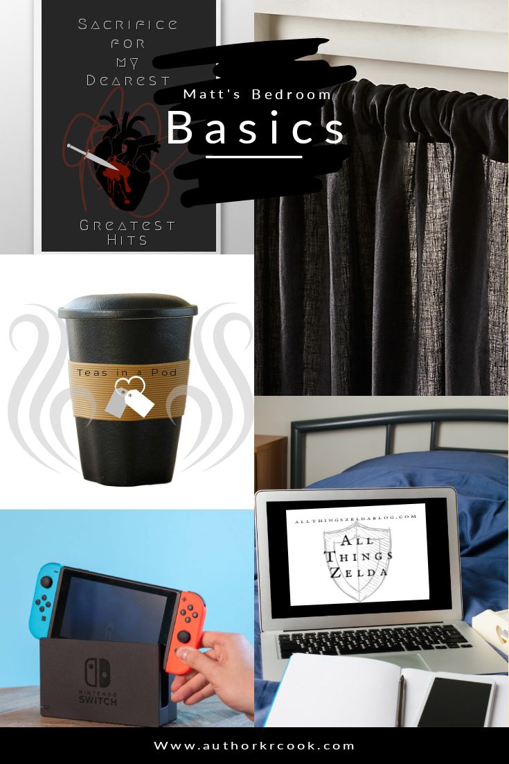 What can we expect to see in Matt's bedroom? For certain he'll have gaming consoles, tons of games, a laptop, black curtains and a poster of his favorite band: Sacrifice for my Dearest. And since he works at Teas in a Pod, expect a cup or two of extr