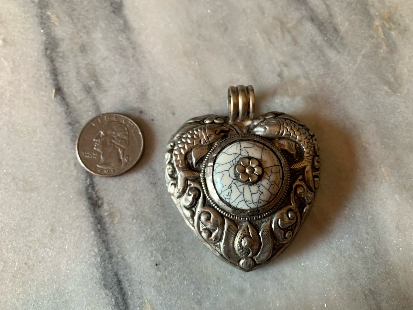 Large Two Sided Heart Pendant