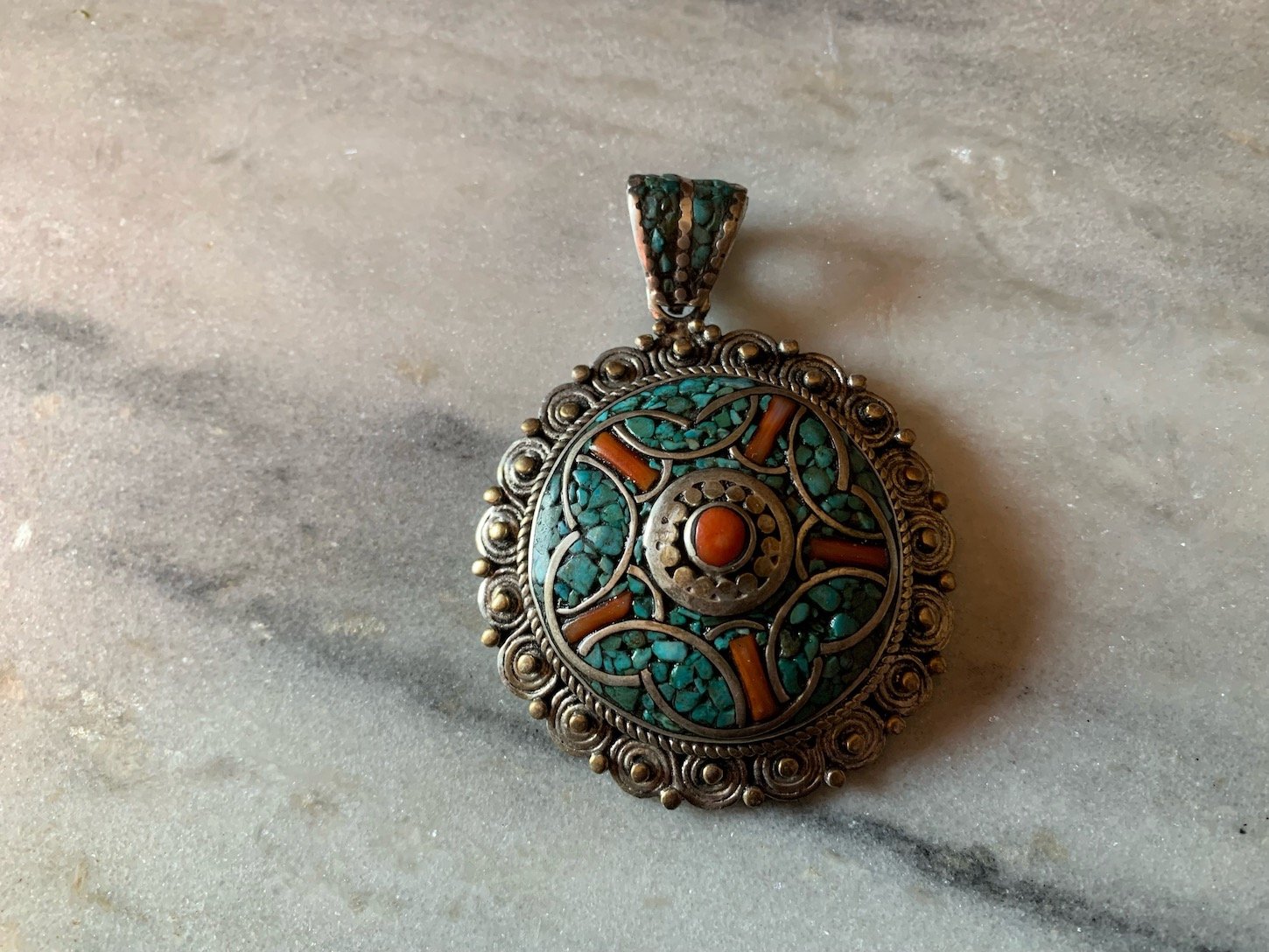 Turquoise Coral Pendant