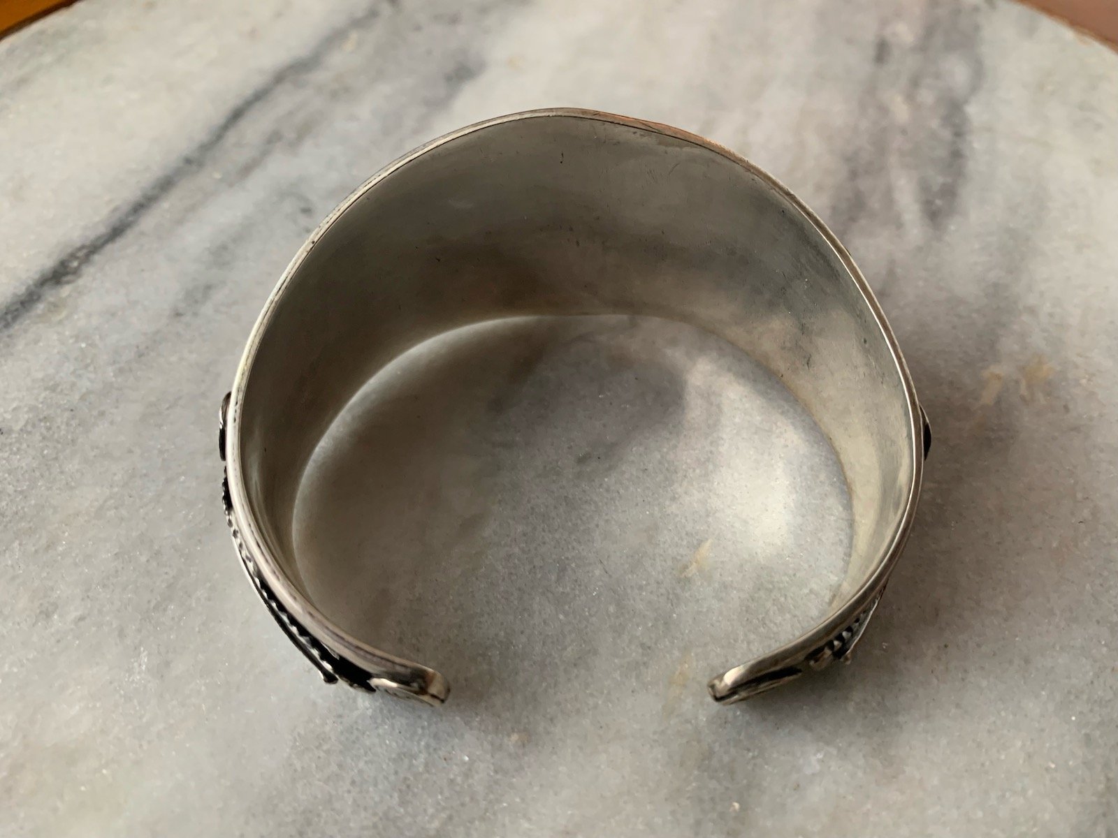 Silver Bracelet with Inset Turquoise Stone