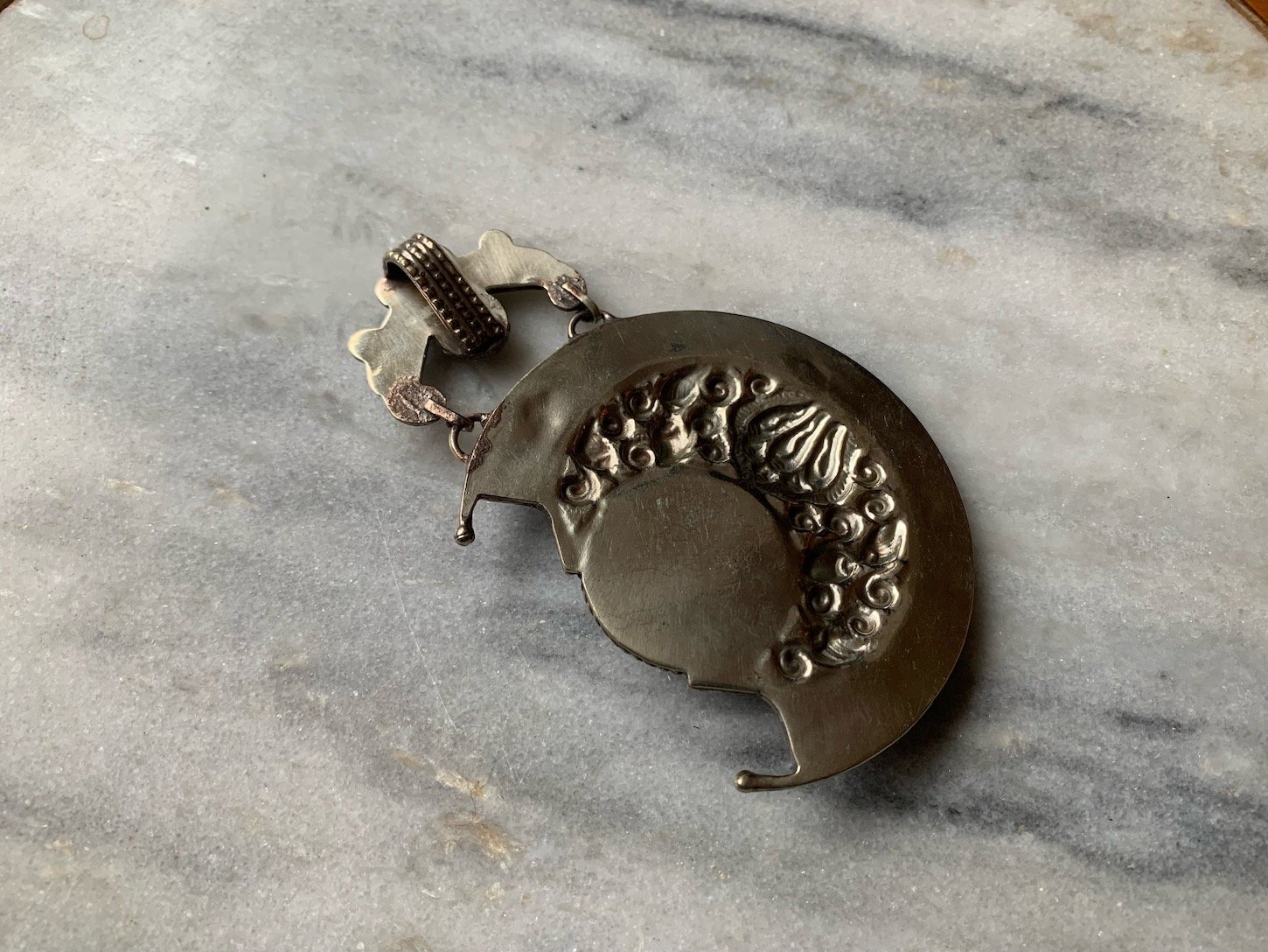 Unique Asymmetrical Tibetan Pendant, back