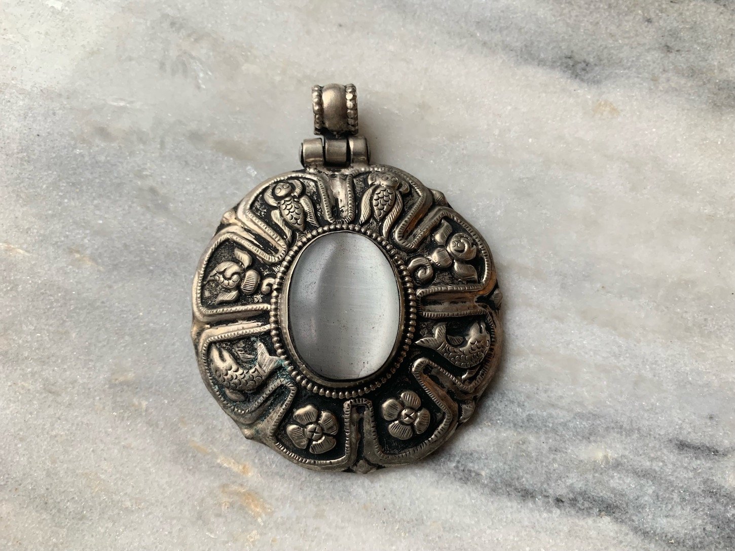 Opal and Silver Pendant