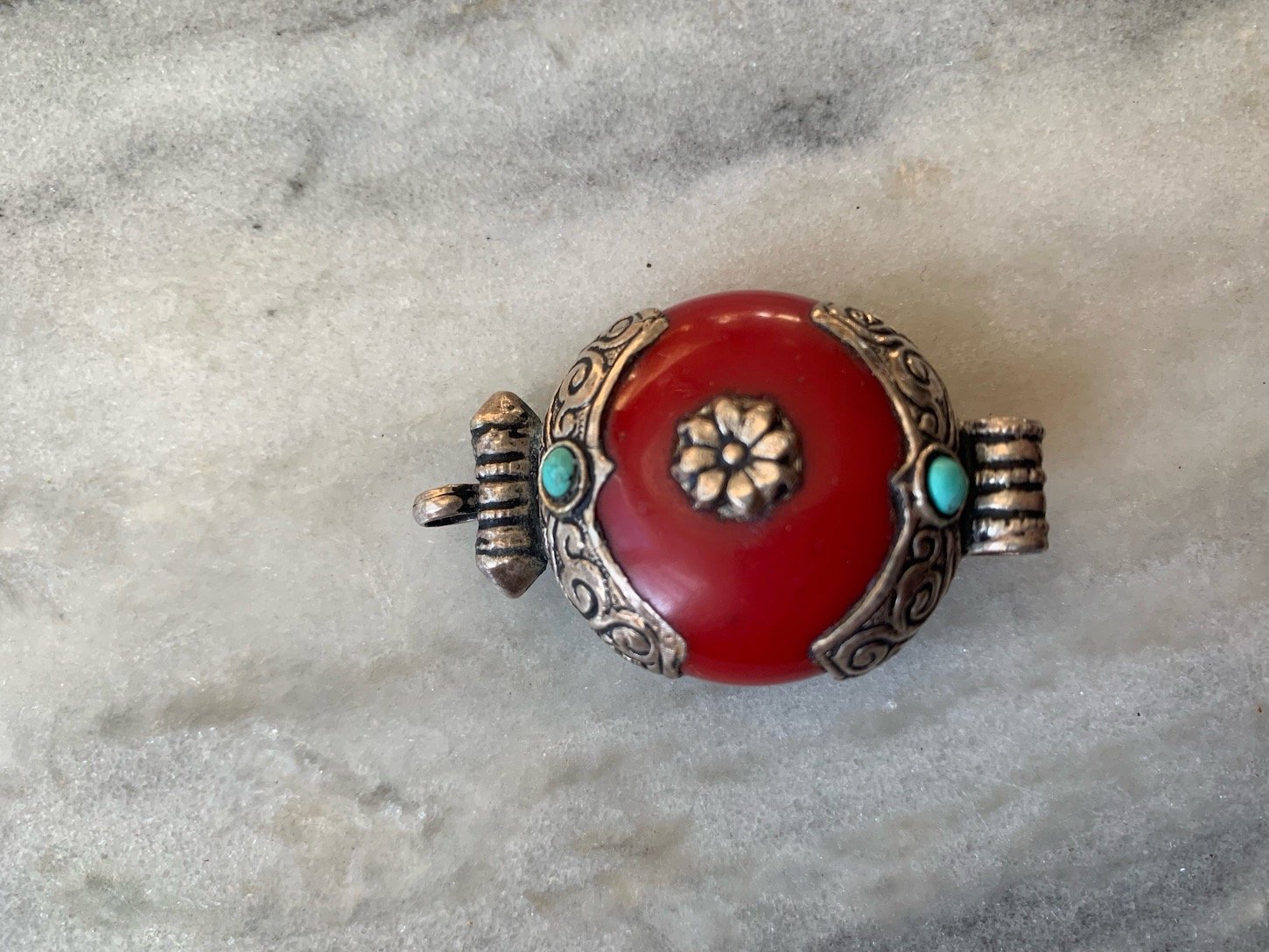 Round Red Copal Pendant