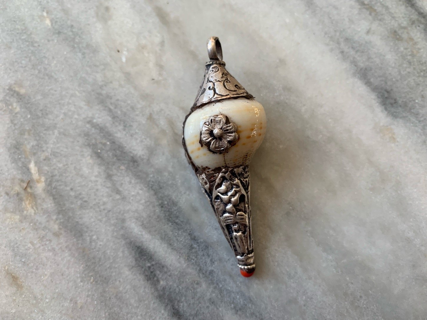 Conch Shell and Silver Pendant