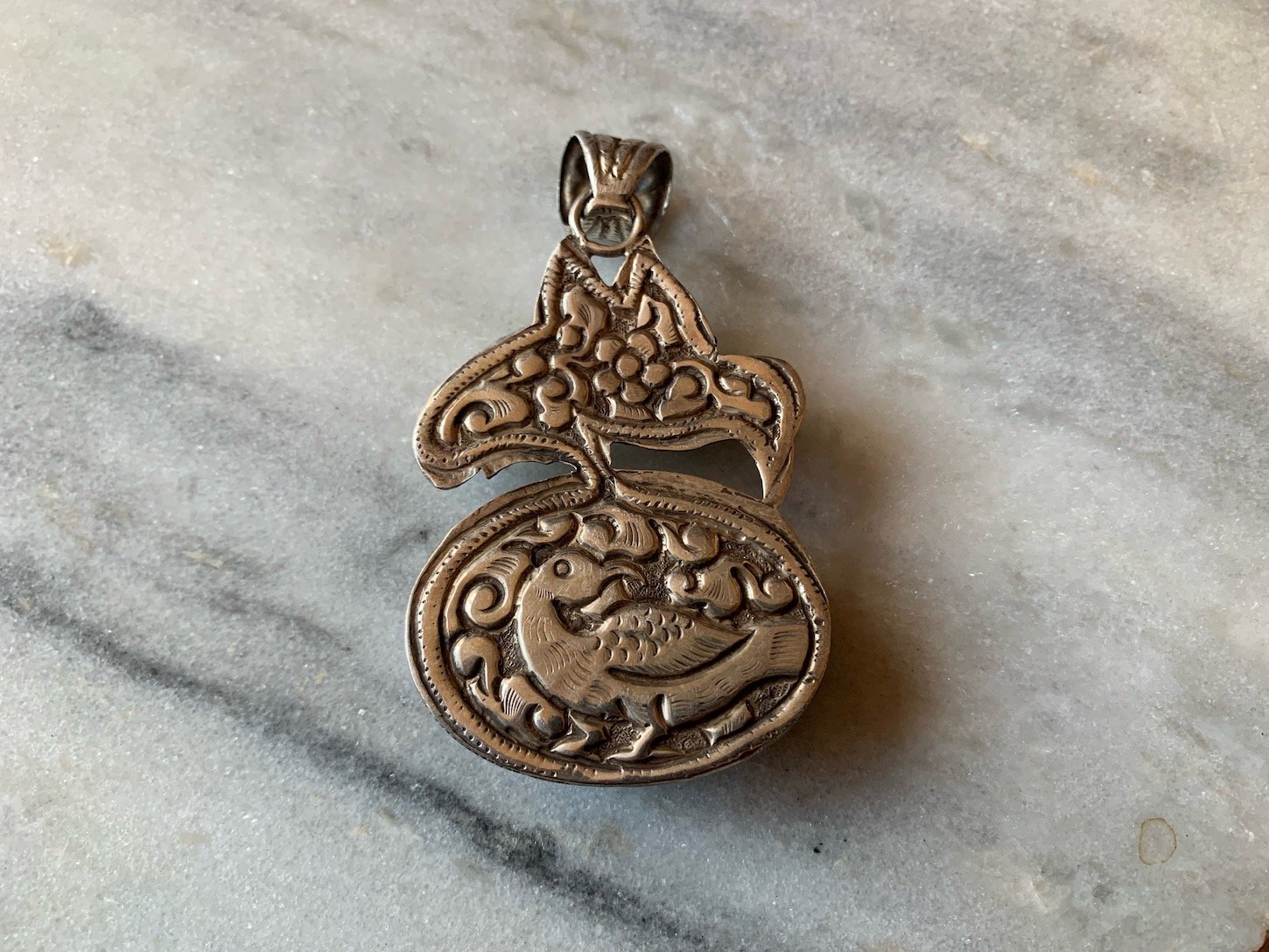 Oval Lapis Lazuli Repoussé Pendant - back