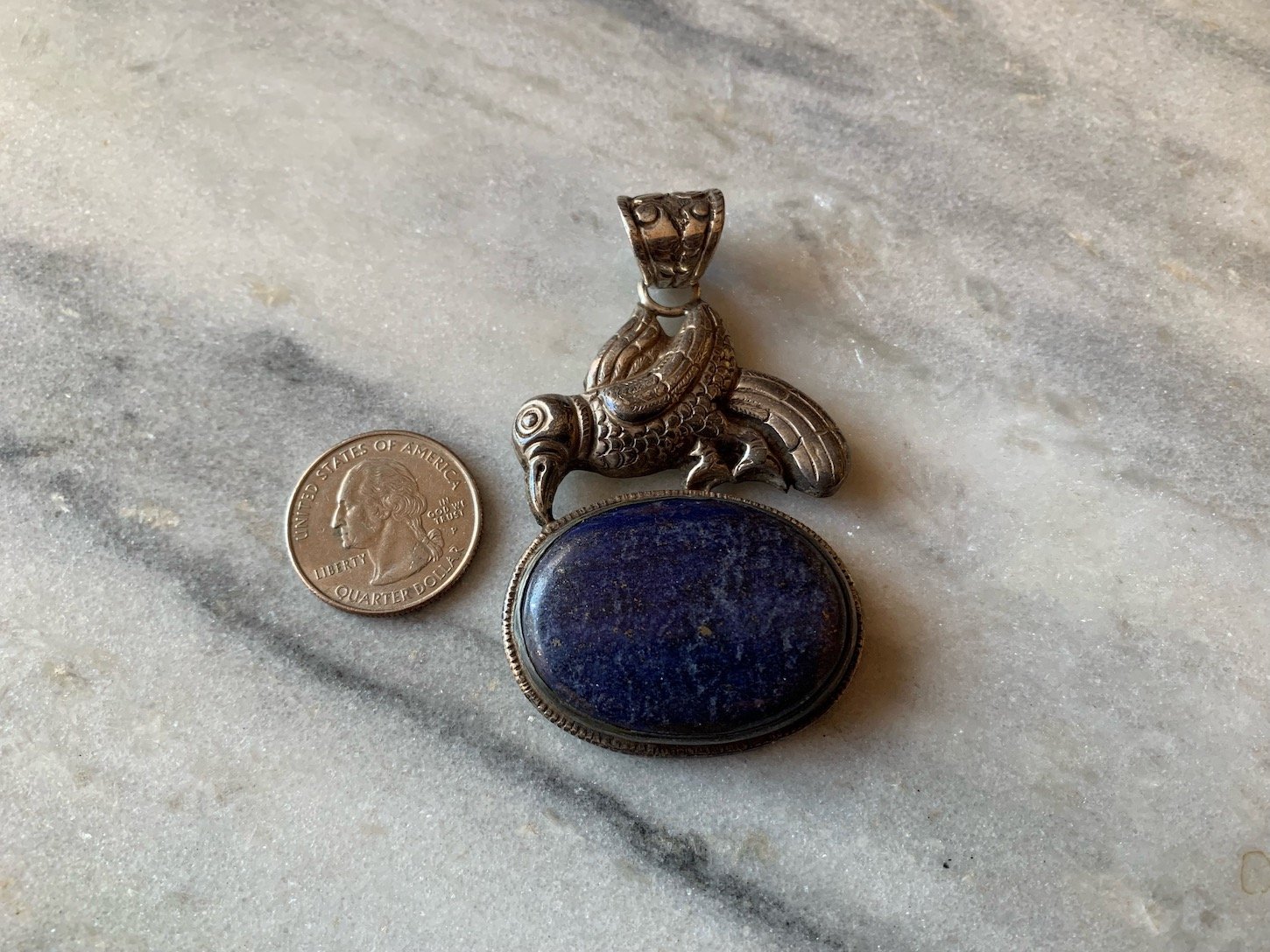 Oval Lapis Lazuli Repoussé Pendant