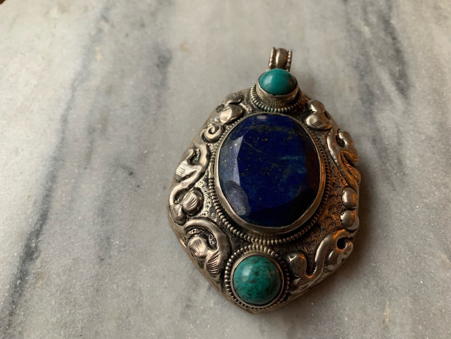 Large Faceted Lapis Lazuli Pendant