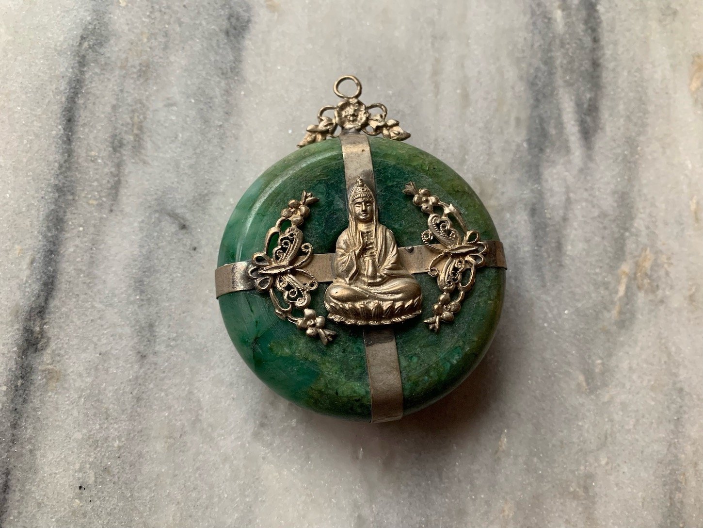 Large Green Jade Buddha Pendant