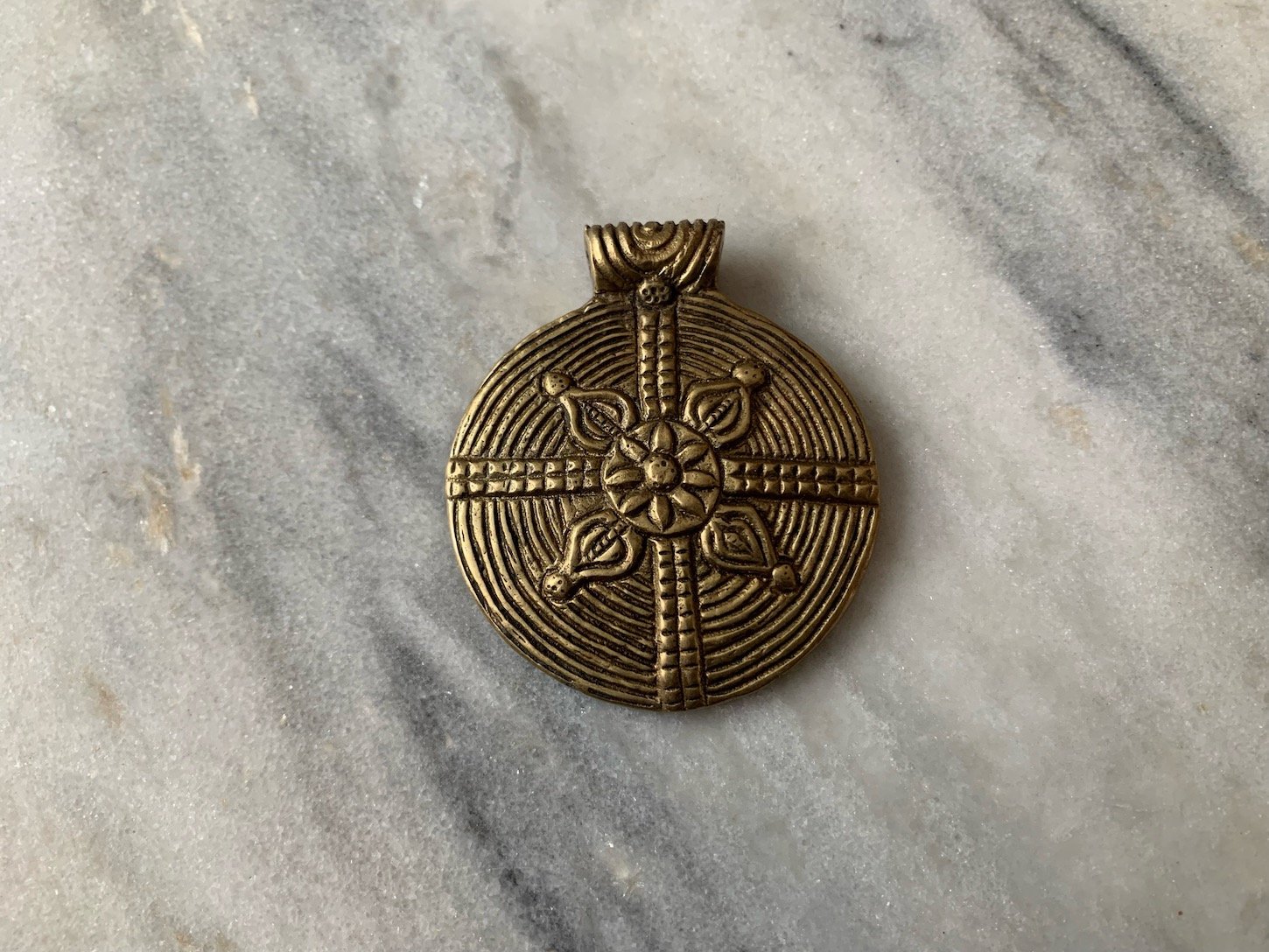 Double Dorje Brass Pendant