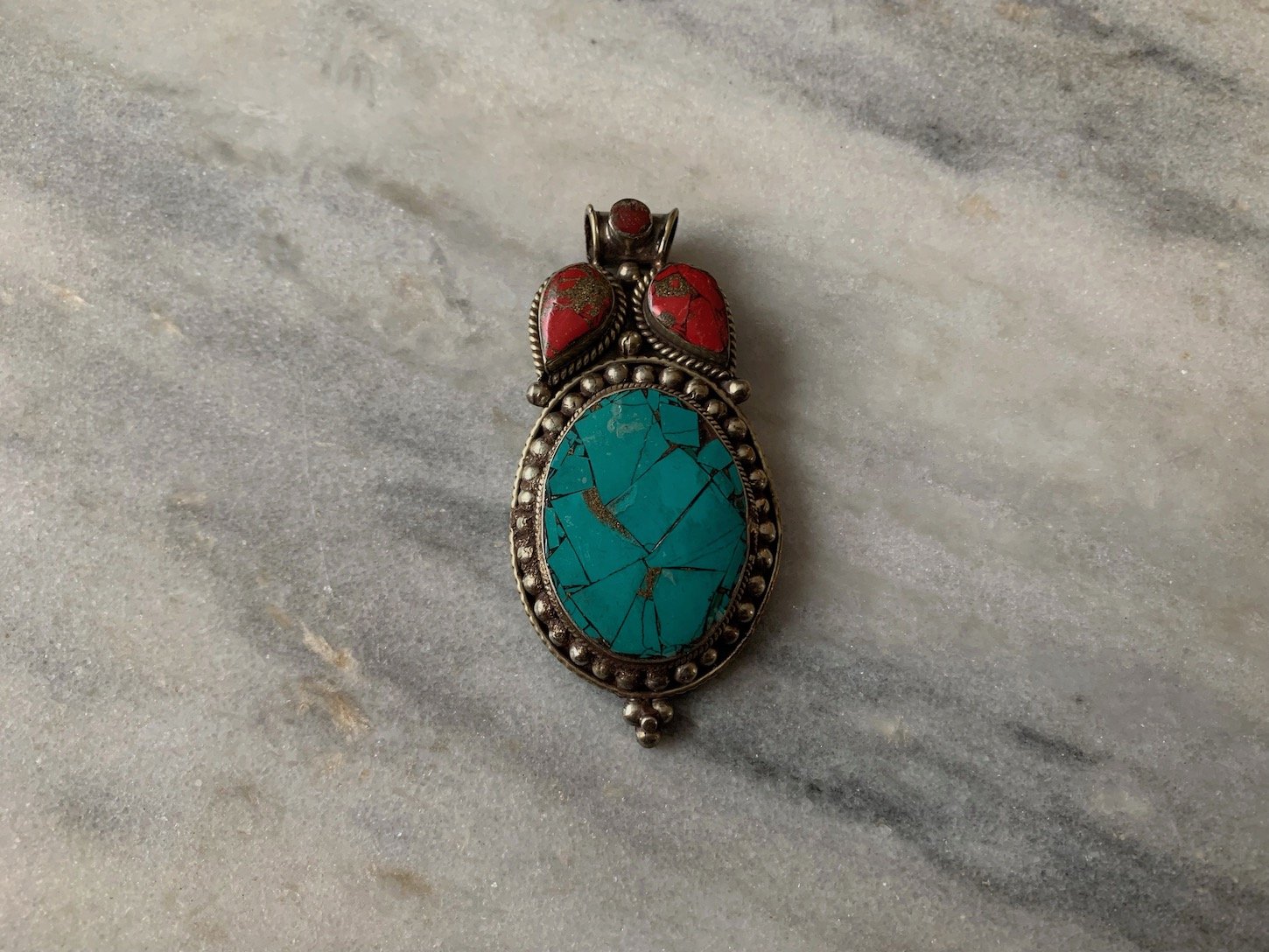 Elegant Turquoise Coral Pendant