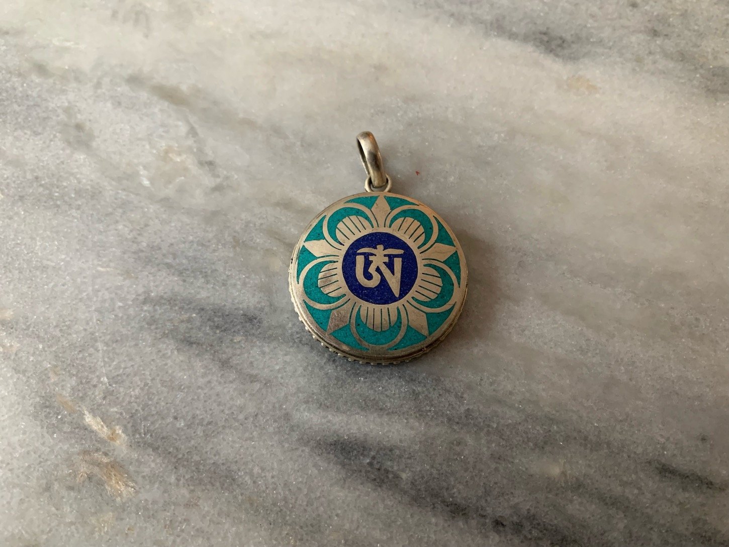 Om Lapis and Turquoise Pendant