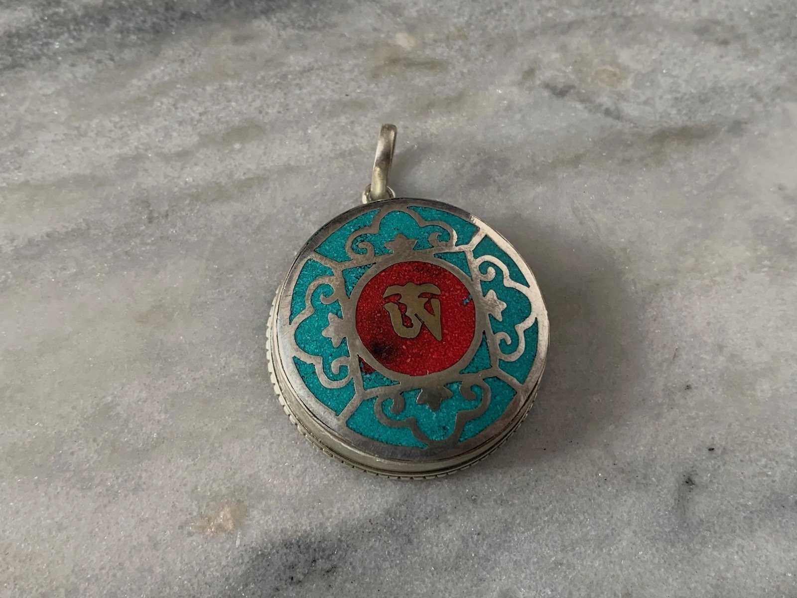 Tibetan OM Silver Gau